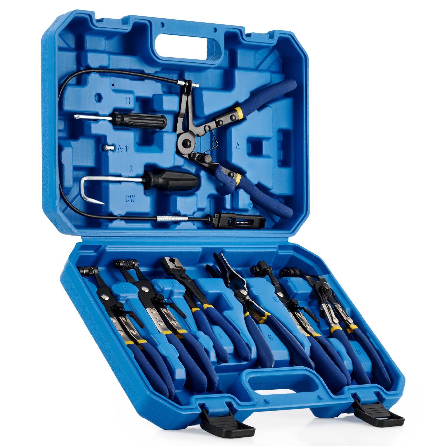 Orion Motor Tech 9Pcs Hose Clamp Pliers For Fuel Oil & Water Hoses, Automotive Long Reach Hose Clamp Remover Kit With Flexible W