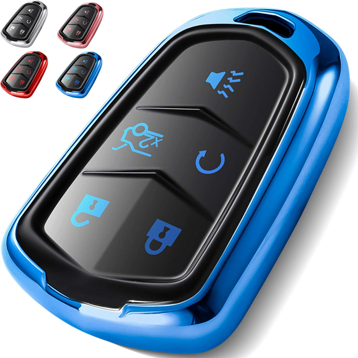 Componall Key Fob Cover For Cadillac, Key Fob Case For 2015-2019 Cadillac Escalade Cts Srx Xt5 Ats Sts Ct6 5-Buttons Premium Sof