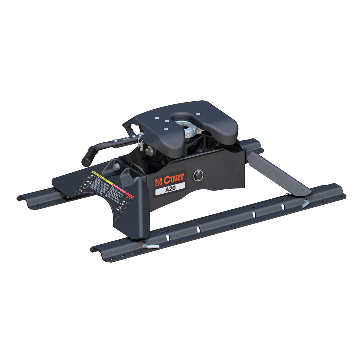 CURT 16141 A20 5th Wheel Hitch with Base Rails, 20,000 lbs