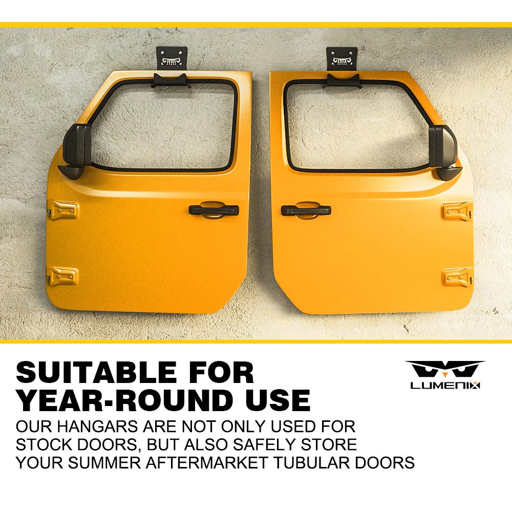 Lumenix Heavy Duty Door Storage Hangers Bracket, Wall-Mount Doors Holder Rack Compatible With 1956-2024 Jeep Wrangler Cj Yj Tj Jk Jku Jl Jlu Lj Jt(4 Pcs, Animal Pattern)