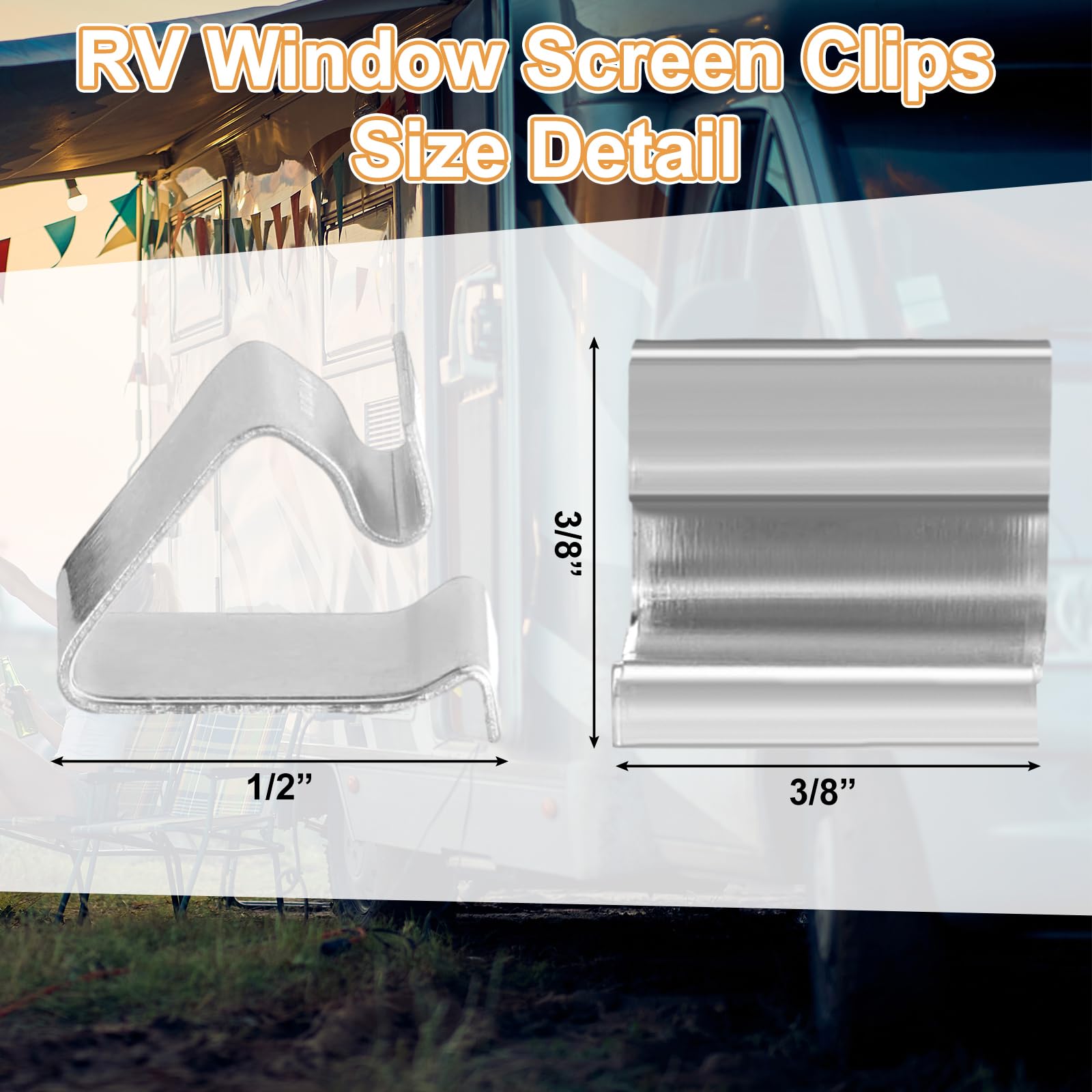 Datanly 16 Pcs RV Window Replacement Clips, Silver, 1/2 Inch, Screen Installer Retainers for RV Screen Frame Repairs