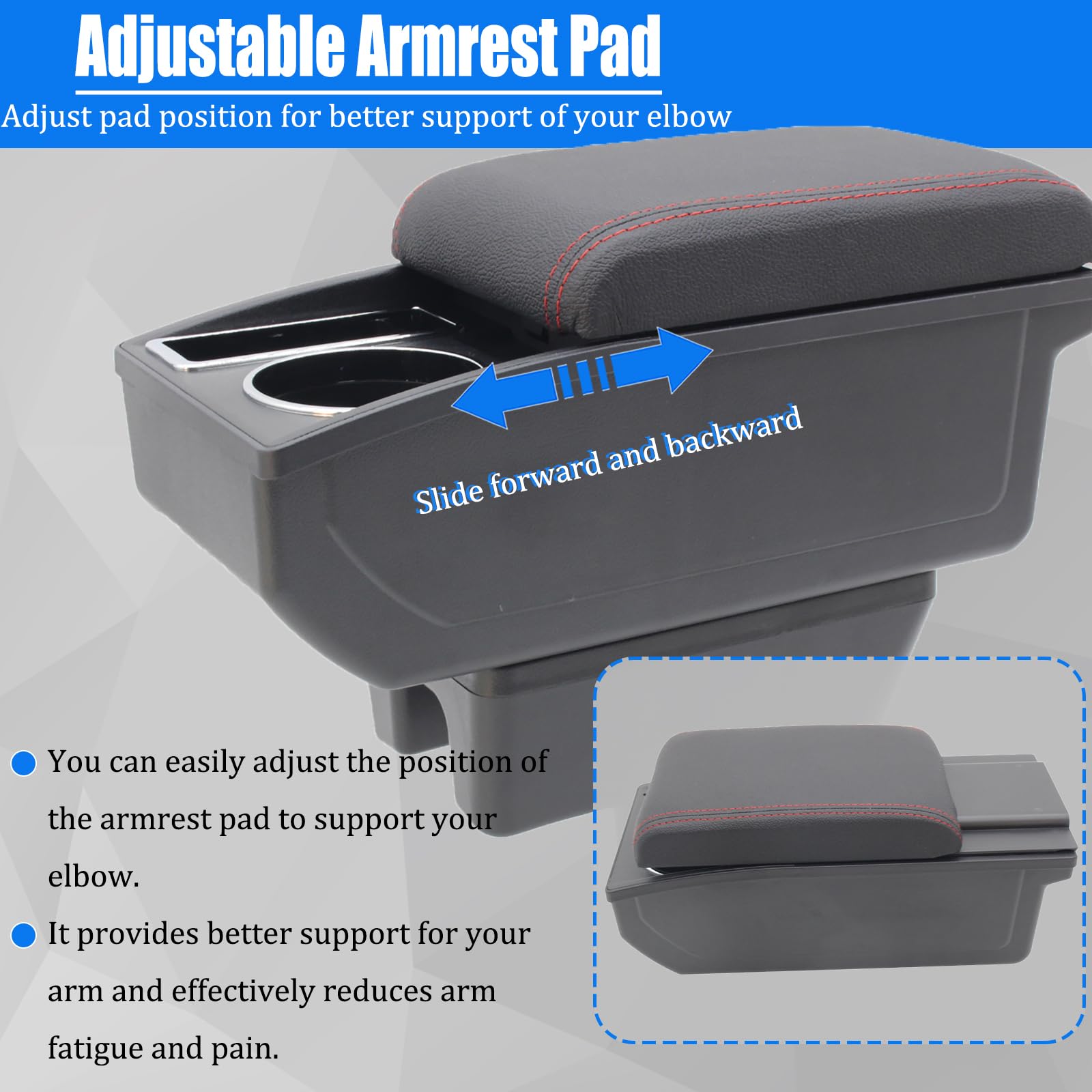 for Mitsubishi Mirage 2014-2024 Car Armrest Box Center Console Accessory Leather Arm Rest Double-Layer Storage Space with Cup Ho
