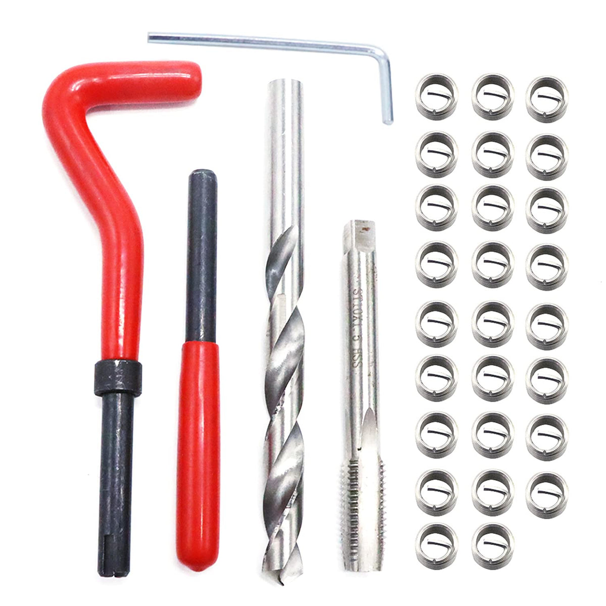 30Pcs Stainless Steel M12 X 1.75Mm Thread Repair Insert Kit Compatible Hand Tool Set For Auto Repairing