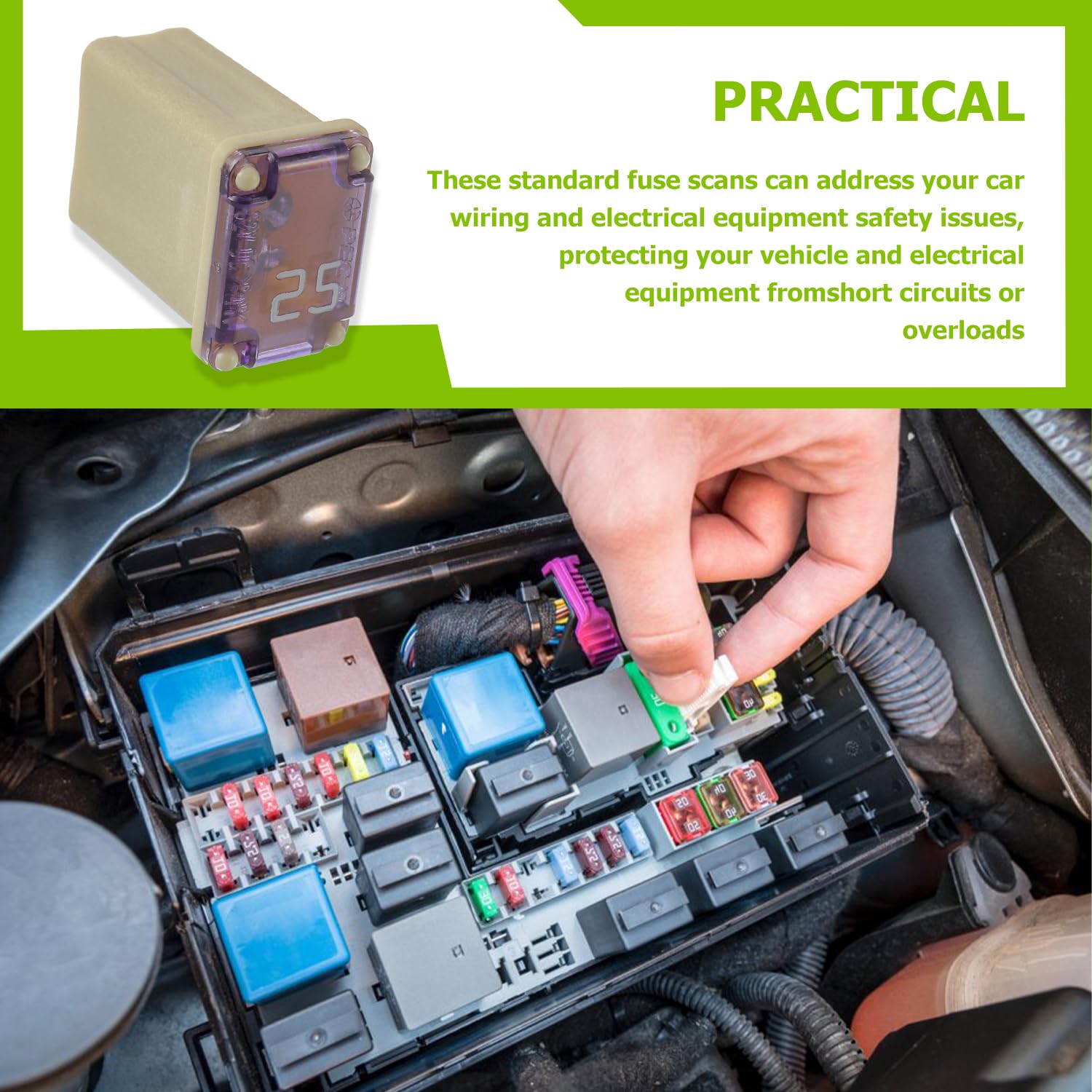 EPLZON 25A 25AMP 32V FMM MCASE 608825 Micro Cartridge Fuses Low-Profile Fuses Kit(Pack of 10pcs)