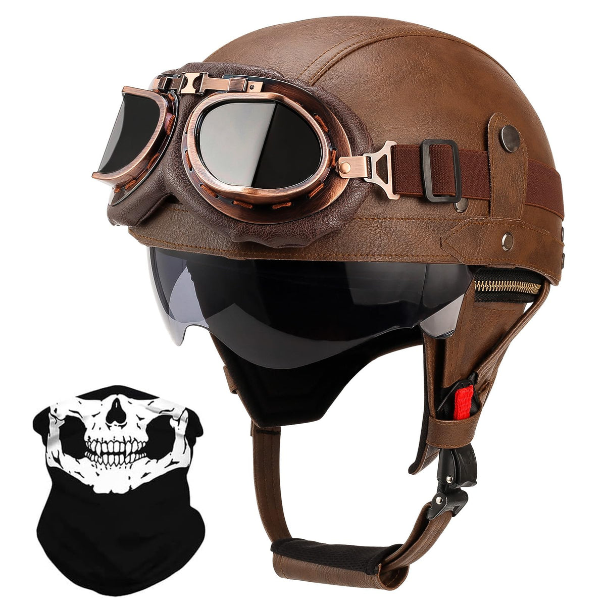 german motorcycle helmet with face shield Lutcaut German Style Leather Motorcycle Half Helmet, DOT Approved, X-L – Carkart
