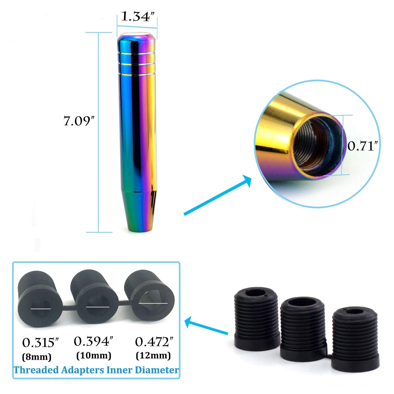 Thruifo 7.09'' Gear Stick Shifter Knobs, Long Weighted Car Shift Handle Knob With Aluminum Alloy Fit Most Manual Automatic Trans