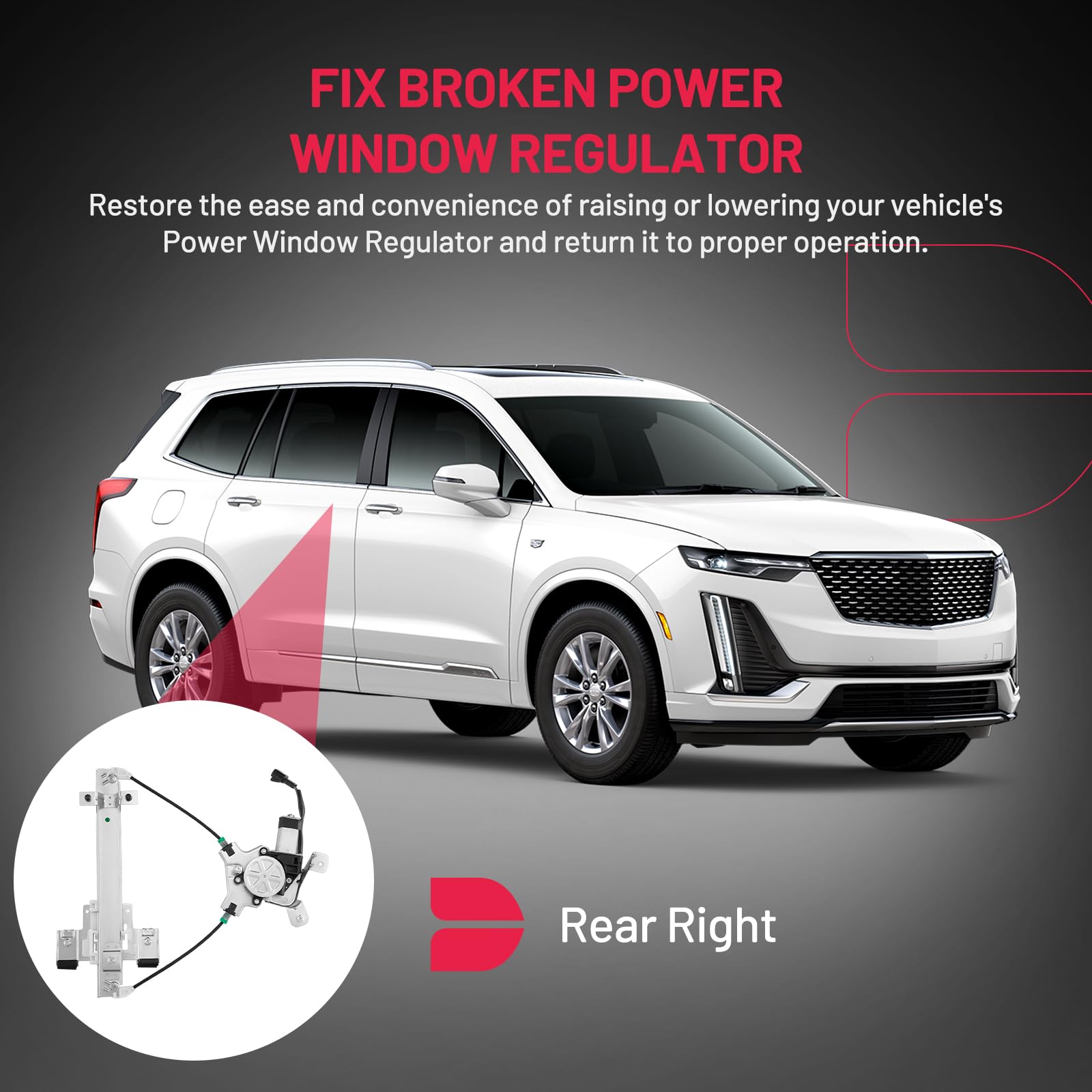 BDFHYK 741-391 Power Window Regulator with Motor Rear Right for 2007-2014 Cadillac Escalade 2007-2014 Chevrolet Tahoe 2007-2014