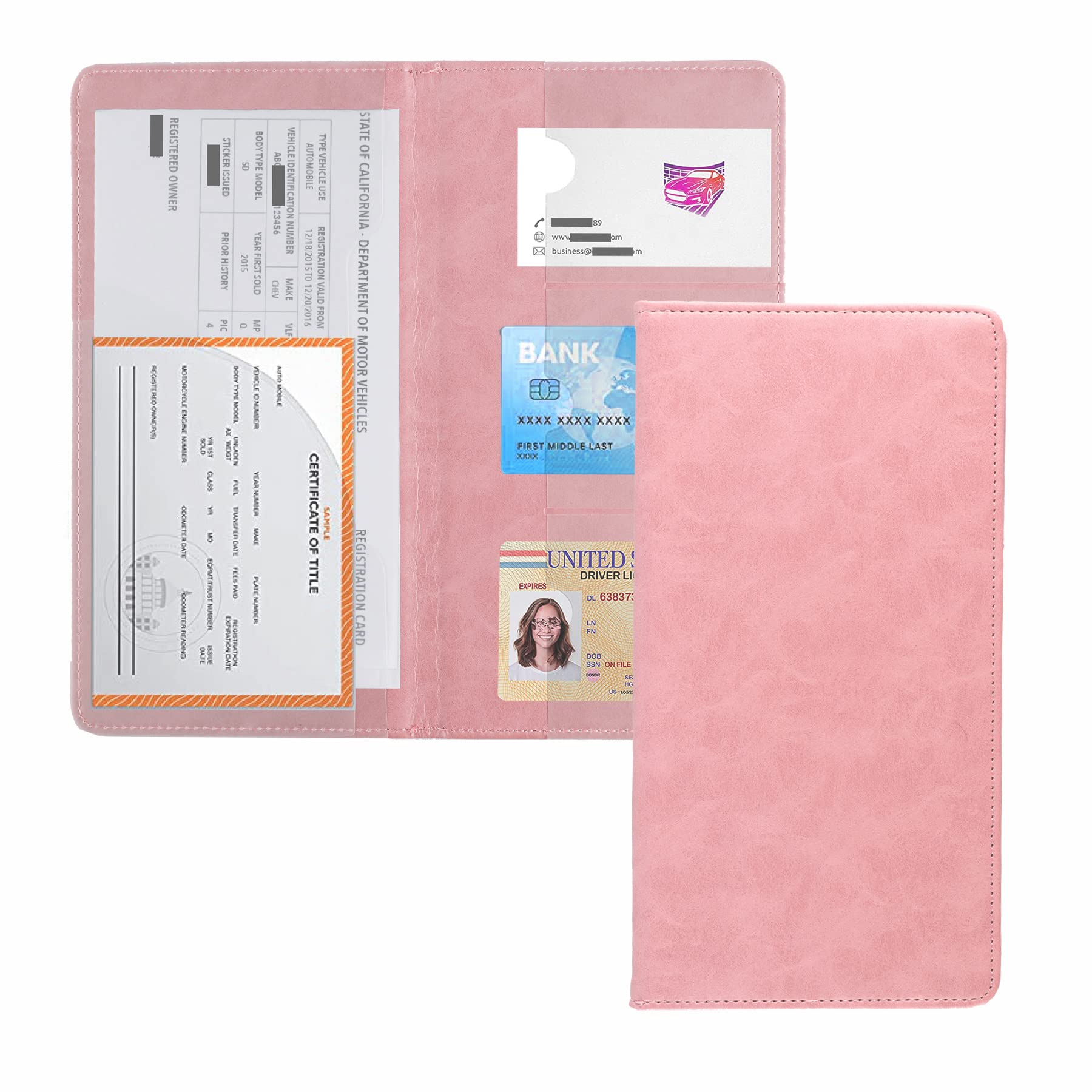 Uyye Auto Car Registration And Insurance Documents Holder - Pu Leather Vehicle Glove Box Documents Organizer Wallet, Car Interio