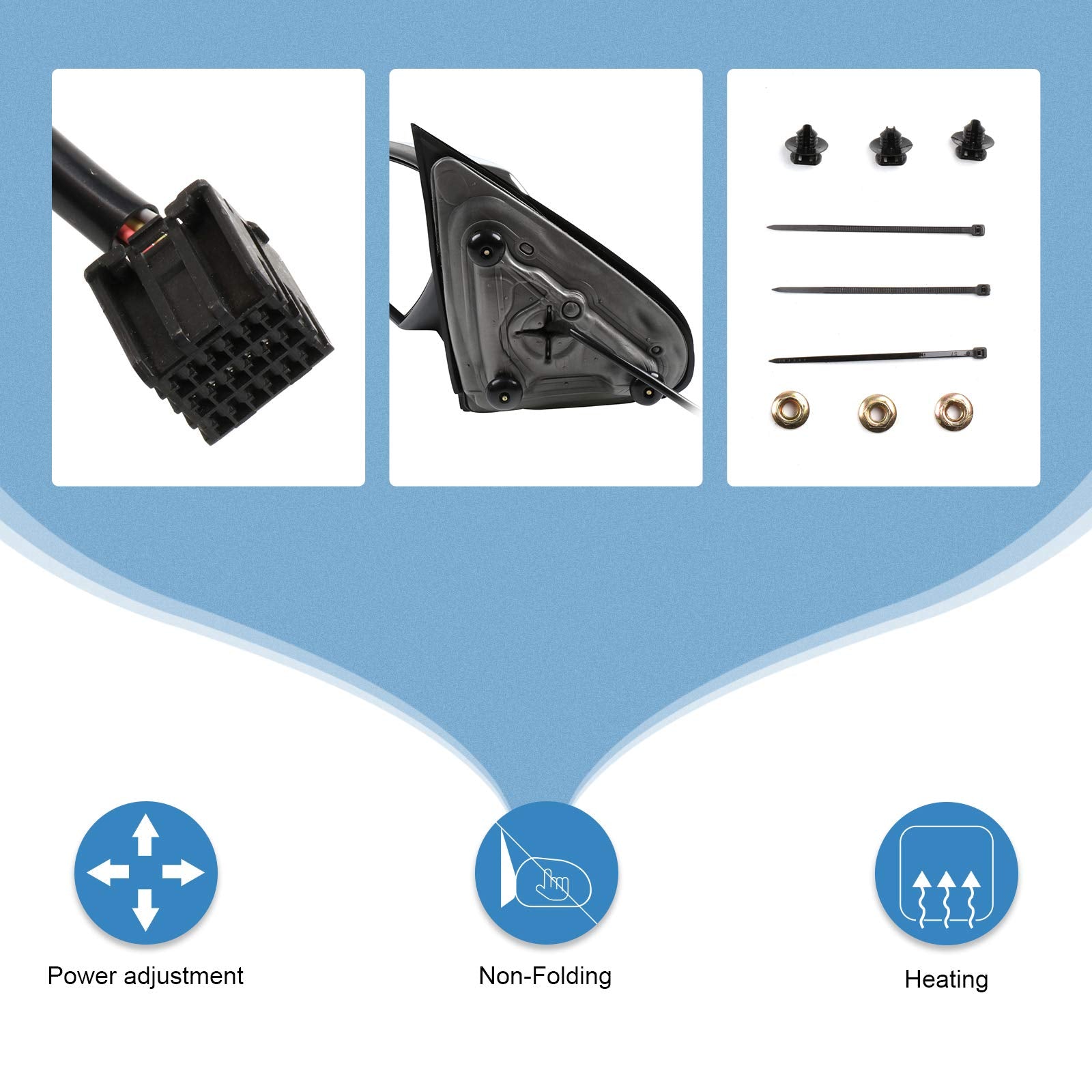 Eccpp Passenger Side Mirror Power Heated Right Rear View Mirror Chrome Fit 2014 2015 2016 2017 For Chevy Silverado 1500 Gmc Sier