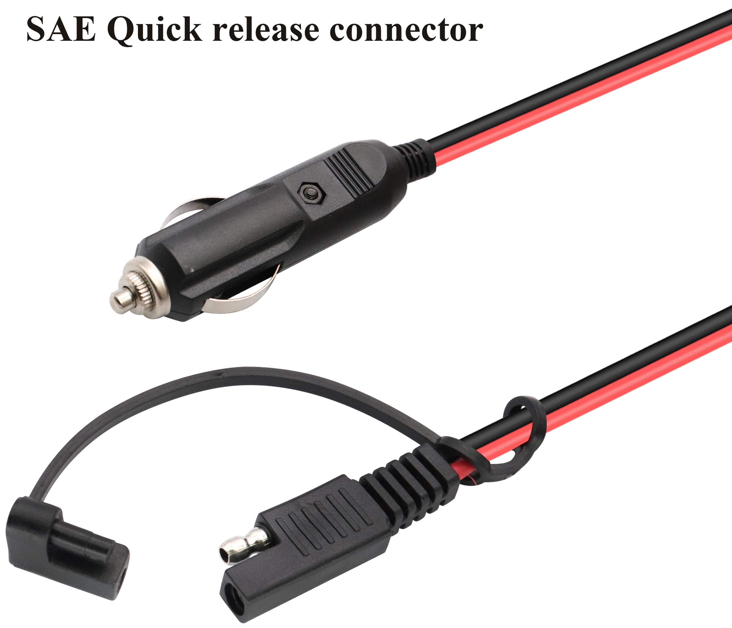Aaotokk Sae To Cigarette Lighter Cable,16Awg 12V Cigarette Lighter Male Plug To Sae 2 Pin Quick Release Disconnect Connector Plu