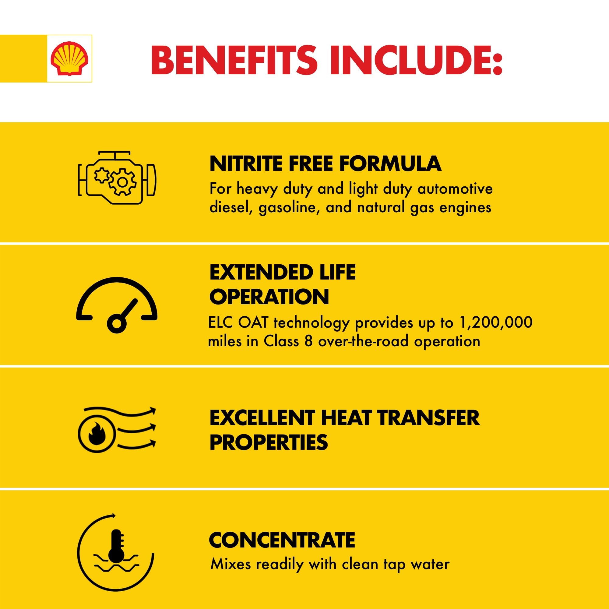 Shell Rotella Nitrite-Free Extended Life ELC Anti-Freeze + Coolant, Concentrate, 1 Gallon