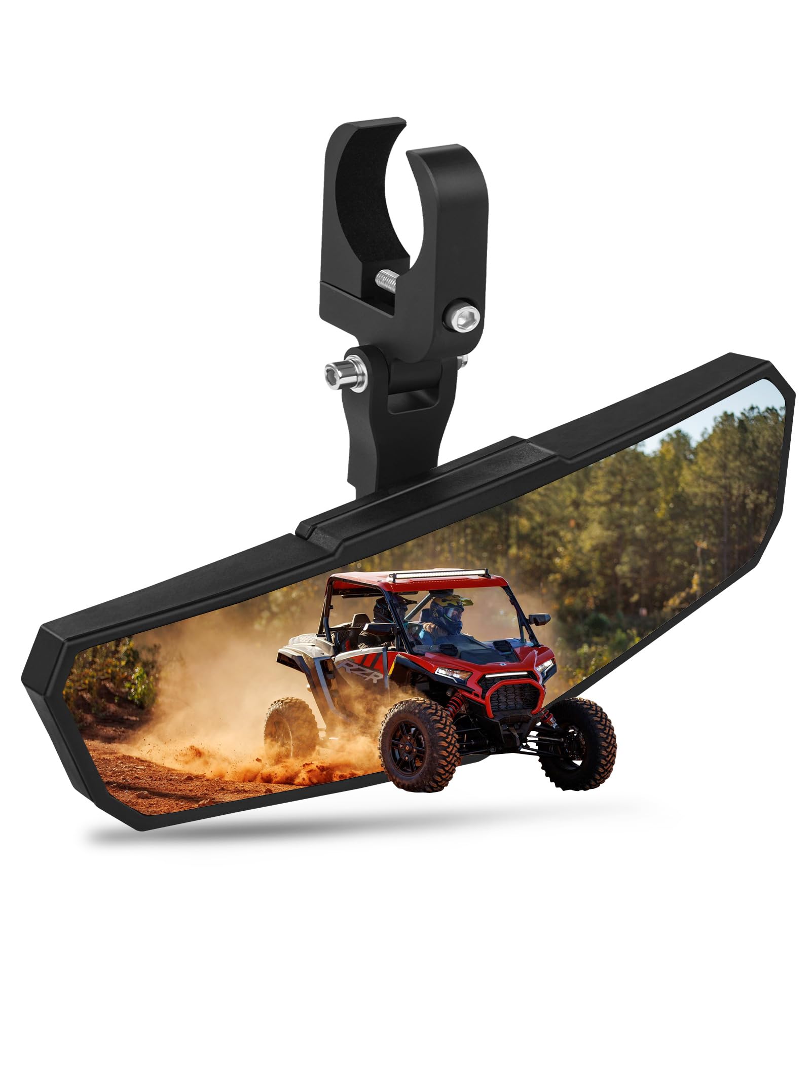 ZIDIYORUO UTV Rear View Mirror, Adjustable SXS RZR Center Rearview Mirror with Aluminum Clamp Fit for 1.5-2 Roll Bar, Compat