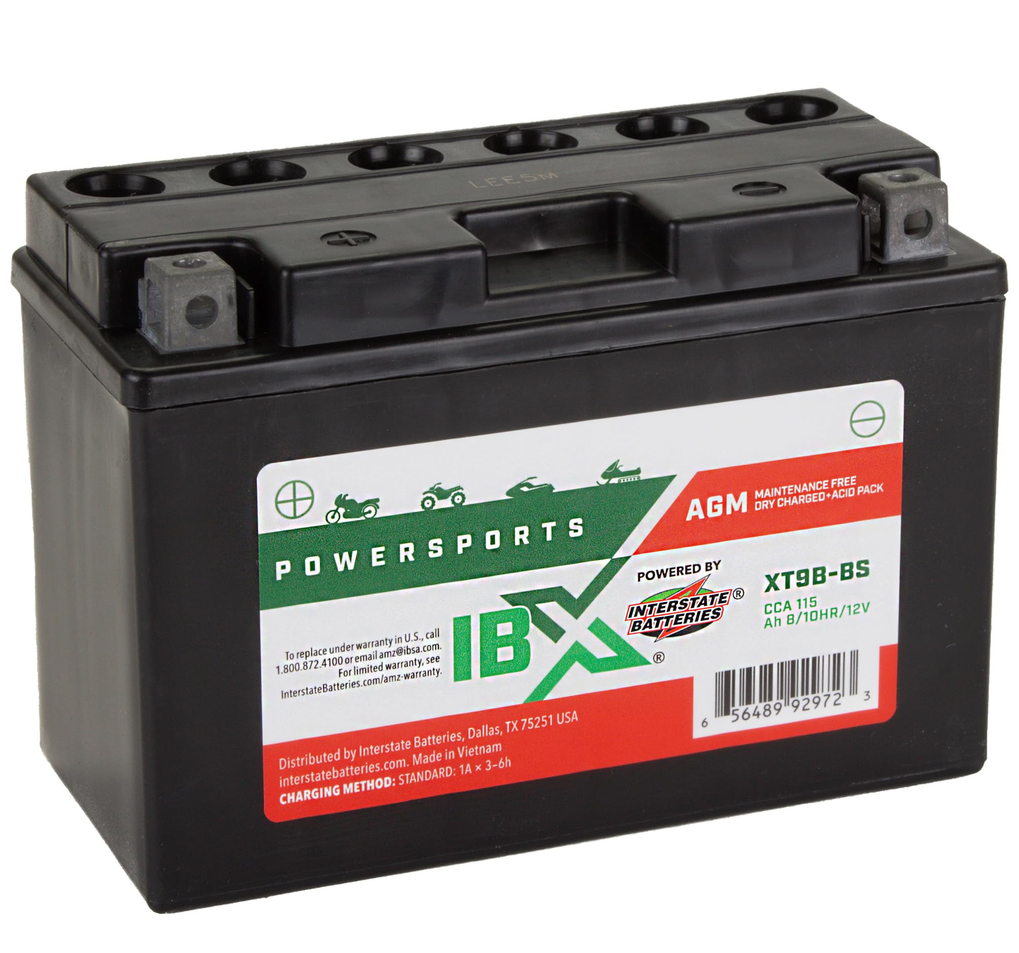 Interstate Batteries Yt9B-Bs 12V 8Ah Powersports Battery 115Cca Agm Rechargeable Replacement Battery For Yamaha, Atvs, Motorcycl