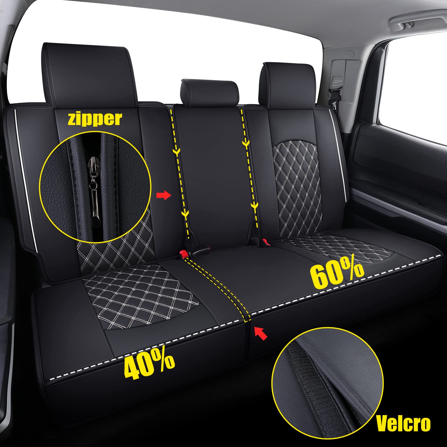 Yiertai Rear Seat Covers Compatible With Toyota Tundra 2008-2020 2021 2022 2023 2024 2025 Crewmax Cab Sr5 Limited Platinum Compa