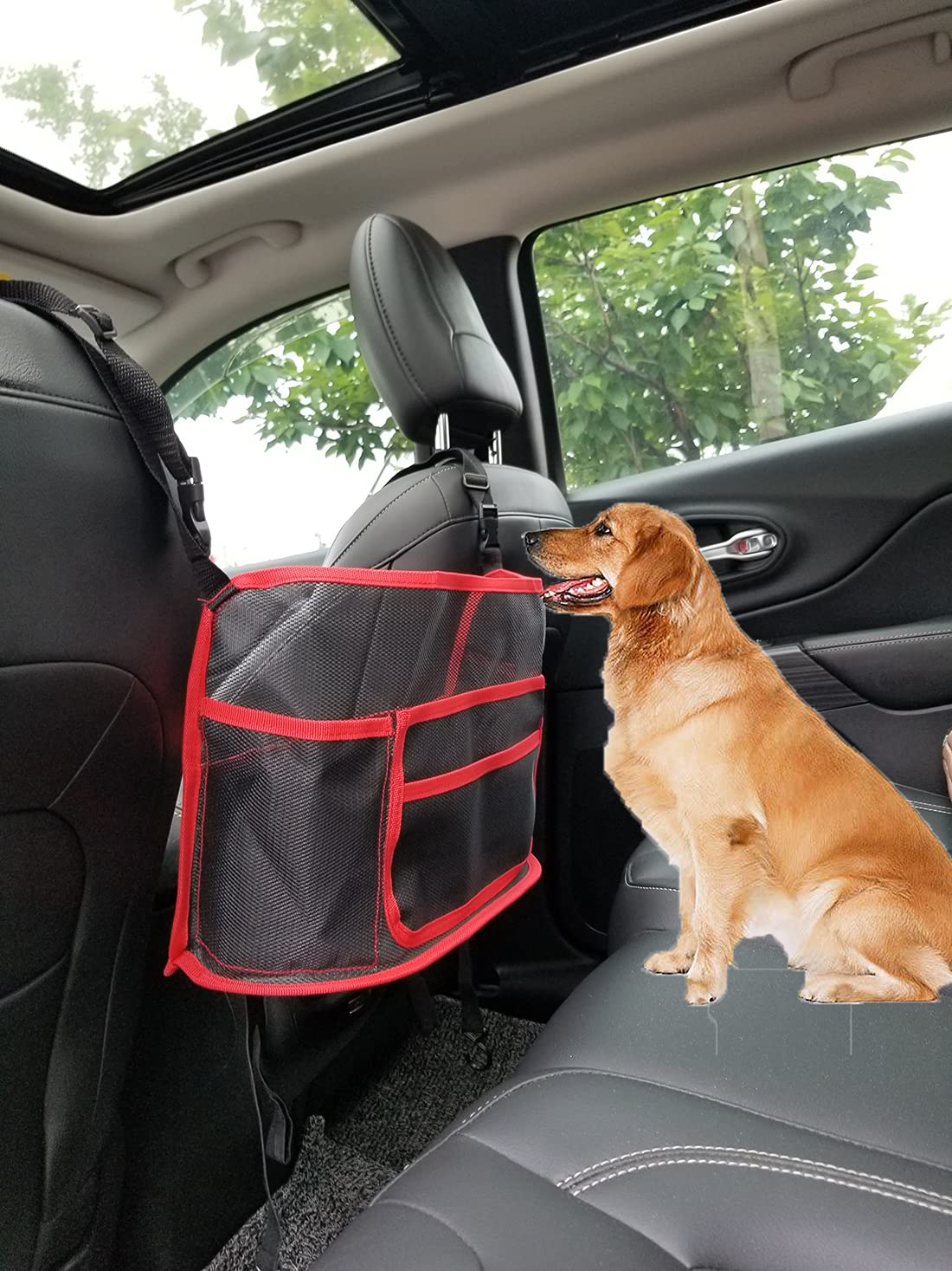 The Latest Car Net Pocket Handbag Holder, Driver Storage Netting Pouch for Purses and Bags, Safe Driving (Upgrade Red)