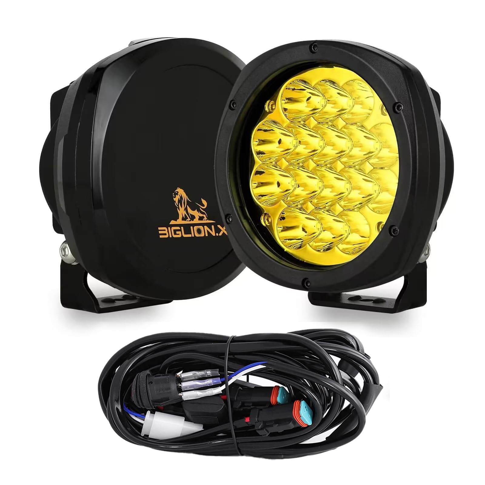 Biglion.X 5 Inch Pair 160W Amber Round Led Offroad Lights 18800Lm Amber Yellow Offroad Lights Super Bright Amber Driving Lights