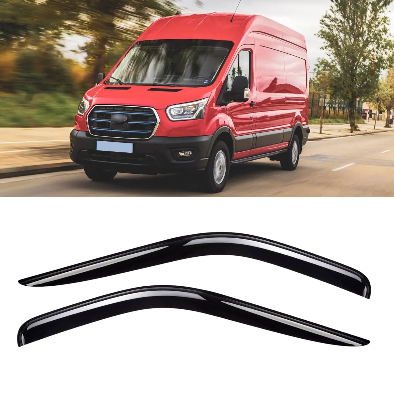 Window Rain Guards for 2014-2024 Ford Transit, Window Visor Guard Vent Shade Wind Deflector Rain Shield Protector Sun Visor for 