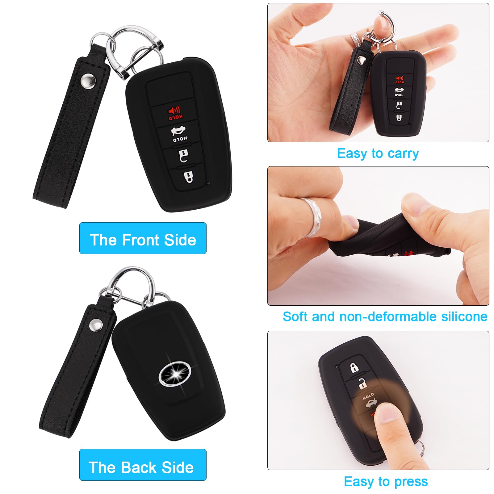 Koaudb Silicone Key Fob Cover Compatible With Toyota Accessories Highlander Corolla Camry C-Hr Rav4 Avalon Prius 4Runner Prado 8