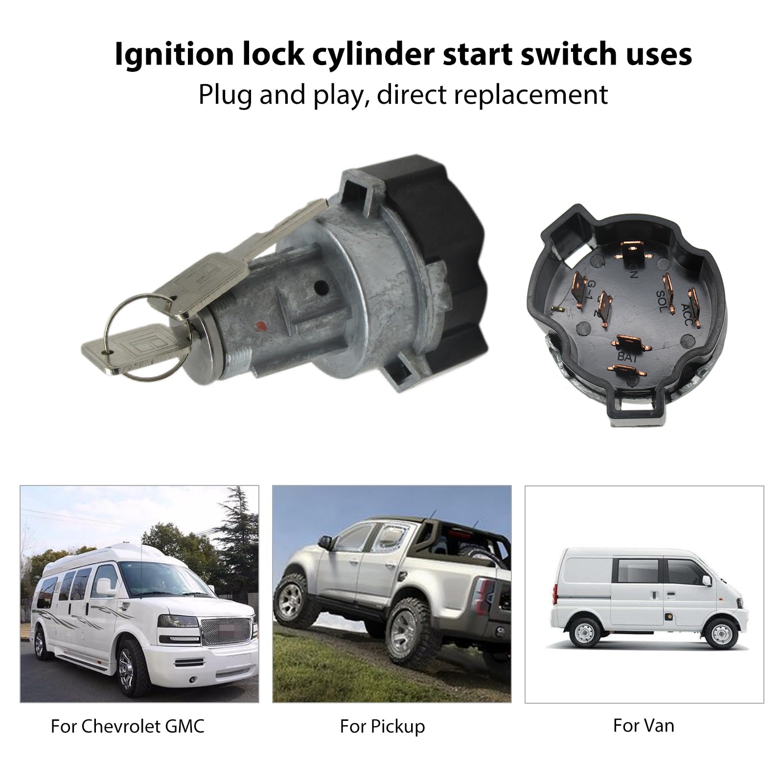 Usonline911 Ls105 Ignition Lock Cylinder Starter Switch In Dash With Keys For 1967-1972 Chevrolet C10/C20/C30 Suburban