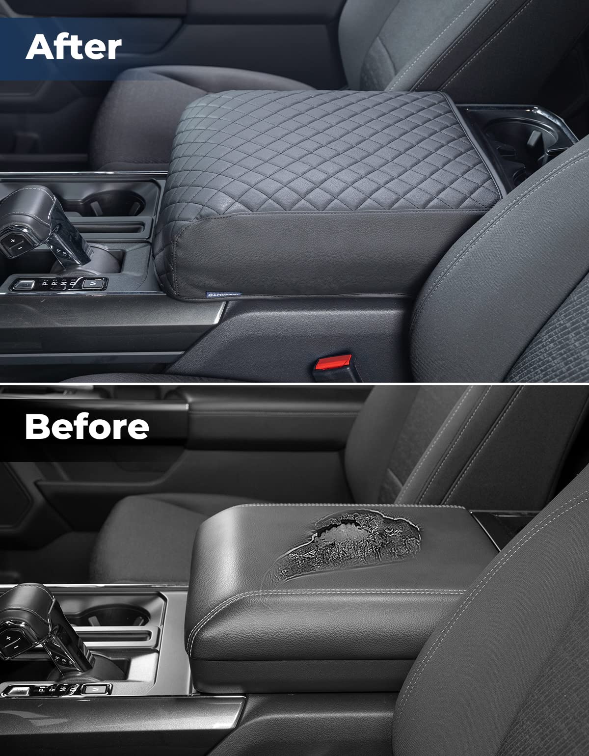Issyauto Center Console Cover Compatible With 2021 2022 2023 2024 2025 Ford F150 Armrest Cover Leather Arm Rest Cover Middle Con