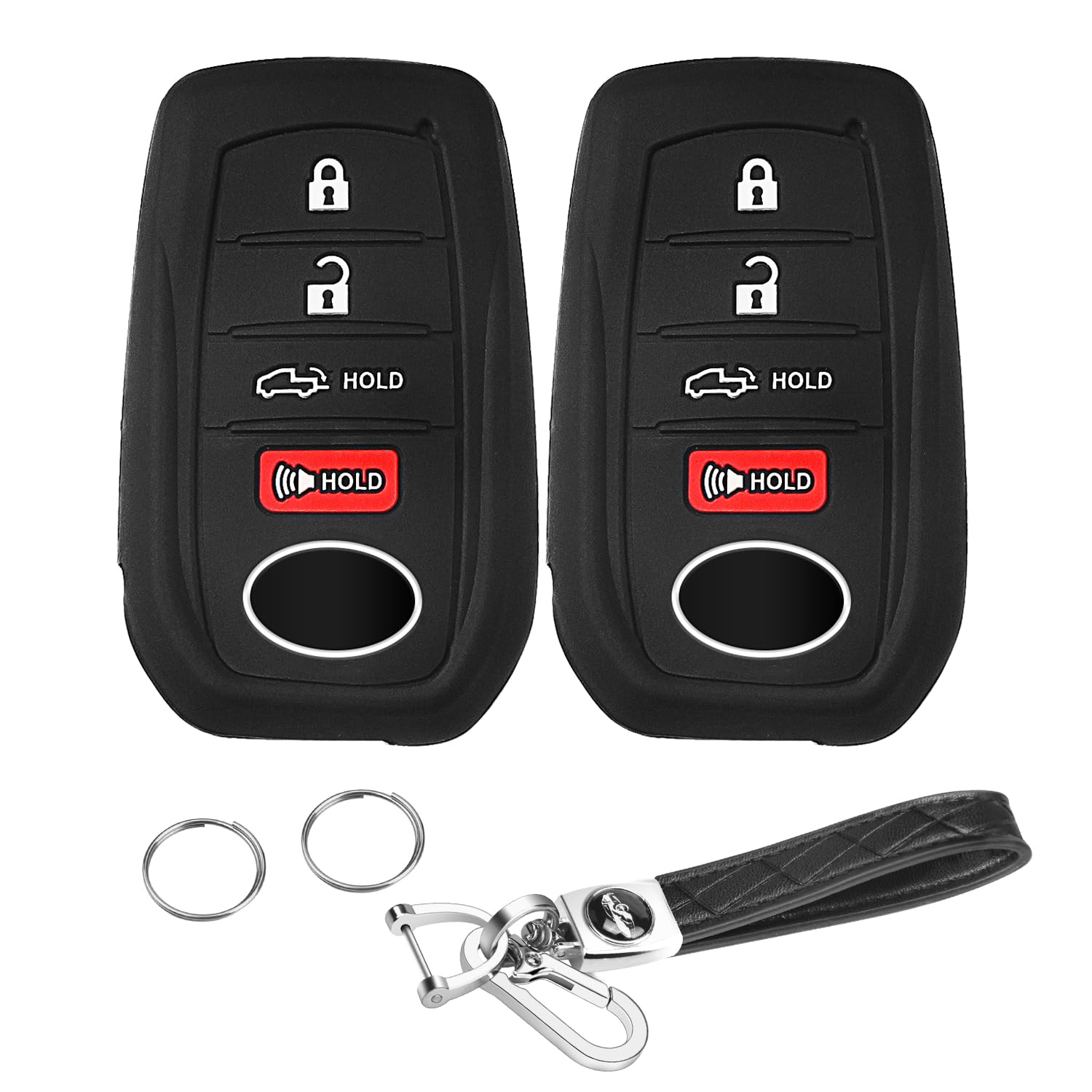 Qbuc 2Pcs For Toyota Key Fob Cover Tacoma Prius Venza Corolla Crown Sequoia Tundra Grand Highlander Rav4 Prime