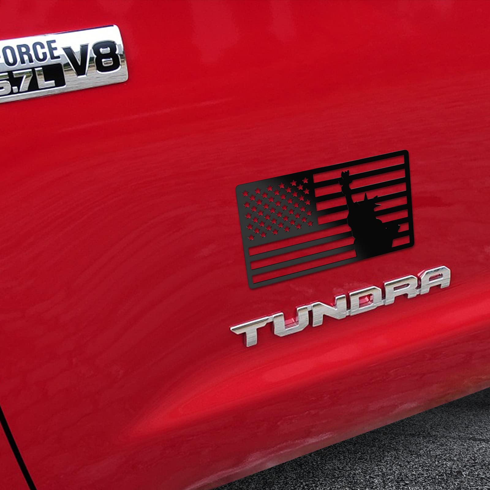 2 Pack 3D American Flag Sticker, 4Mm Thickness Acrylic Cut-Out Car Military Patriotic Emblem, Matte Black Bumper Stickers Decal