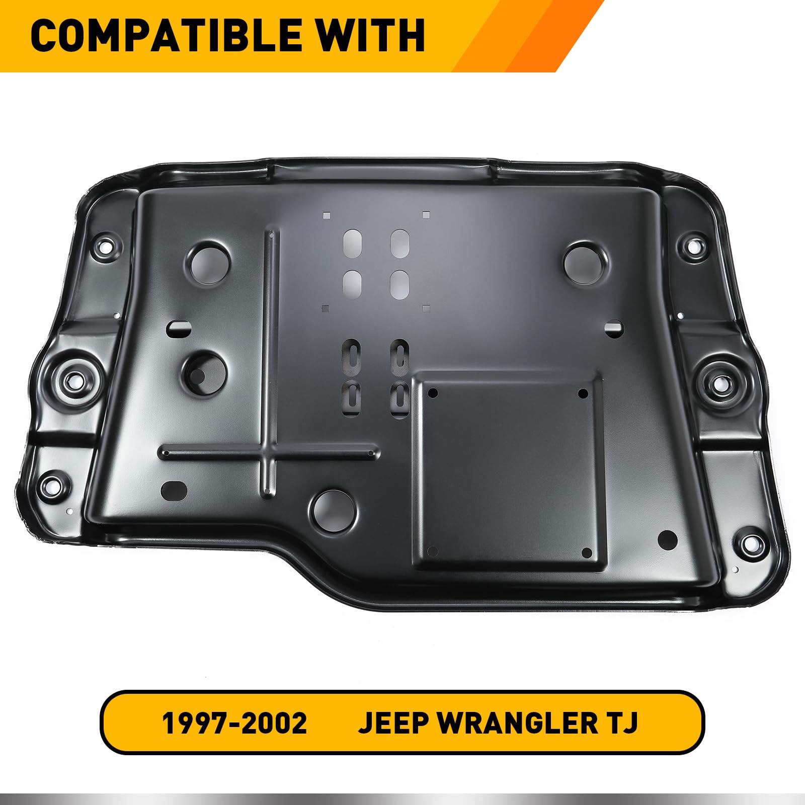 Kuafu Transmission Skid Plate Crossmember Compatible With 1997-2002 Jeep Wrangler Tj Steel Powder Coated Black