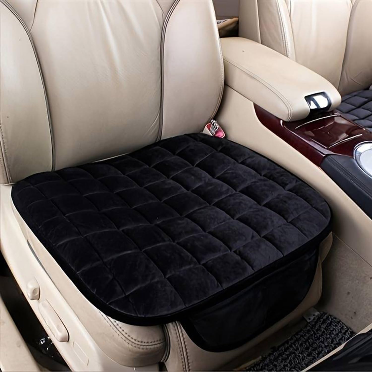 HSR Comfortable UltraSoft Memory Foam Car Seat Cover with NonSlip Grip and Storage Pouch  Universal Fit, Car Seat Cover (Blac