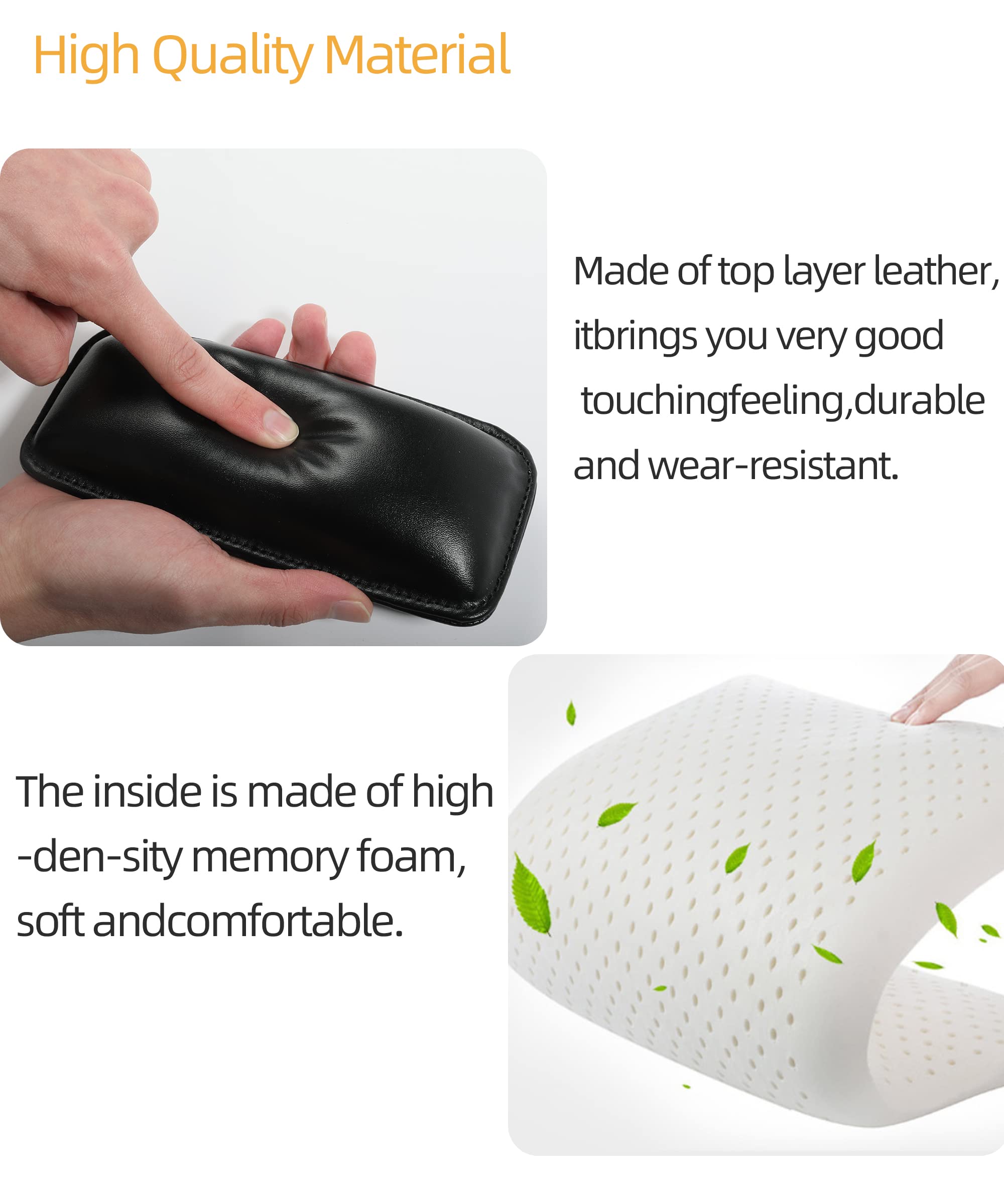 Yakefly 2 Pack Soft Car Center Console Knee Leg Elbow Cushion Pad,Universal Leather Car Armrest Pillow Car Knee Cushion Elbow Pillow Thigh Support Comfort Pillow,Automotive Interior Accessories