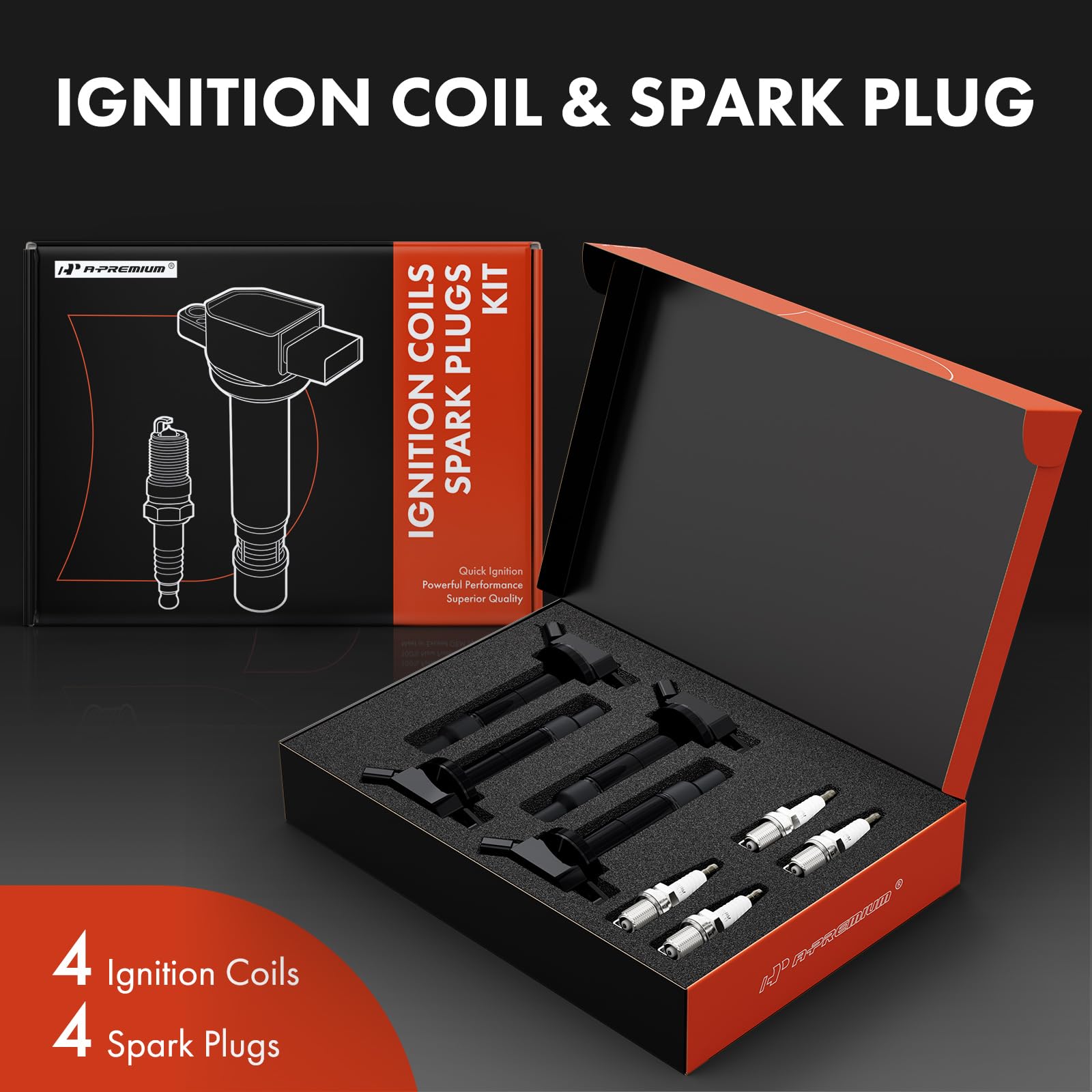 A-Premium Set Of 4 Ignition Coil Pack And Iridium Spark Plugs Compatible With Toyota Camry Corolla Highlander Matrix Rav4 Solara
