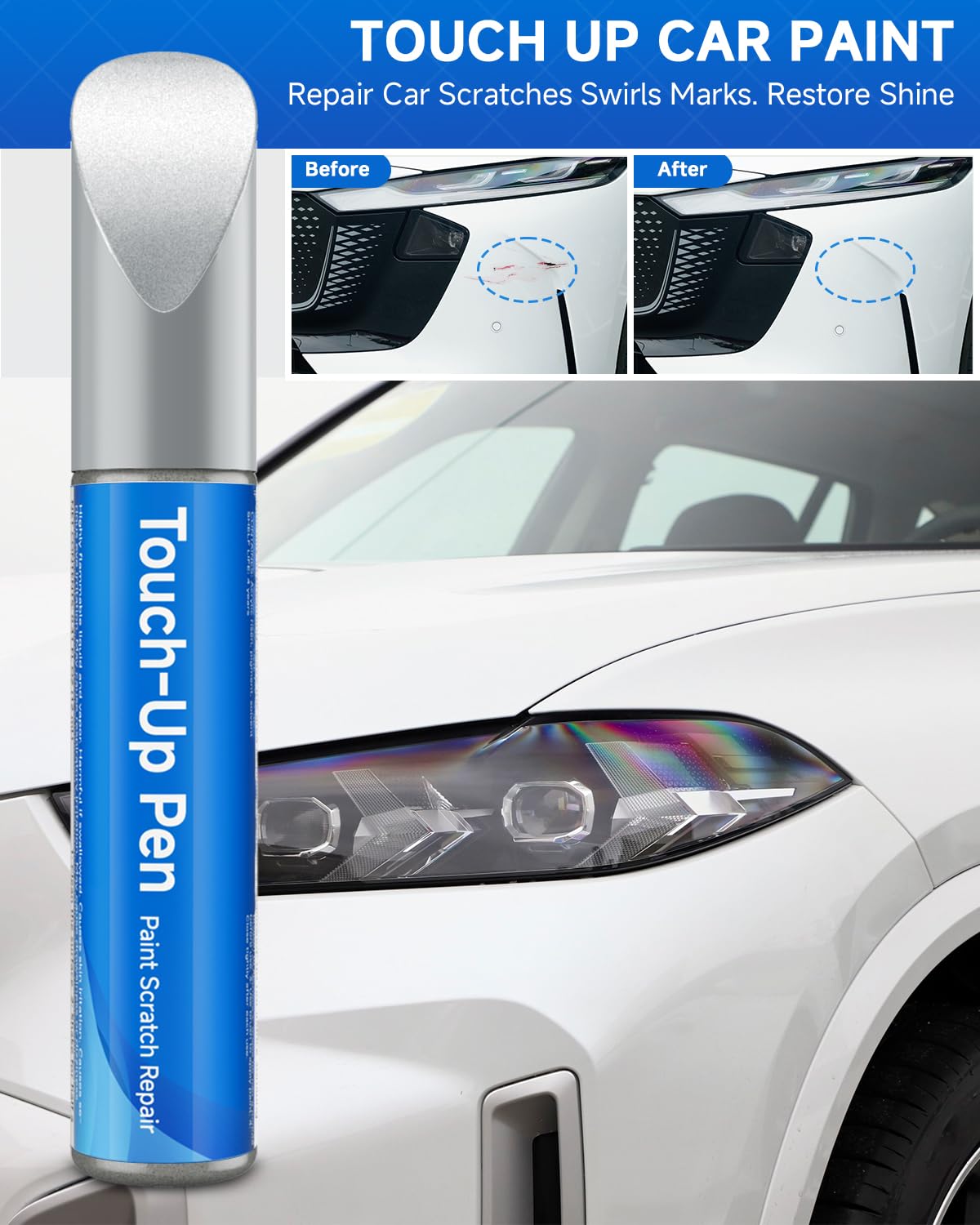 RSACET 45P Sonic Silver Metallic Touch Up Paint Compatible with Mazda Exact Match Touch Up Paint Car Scratch Repair