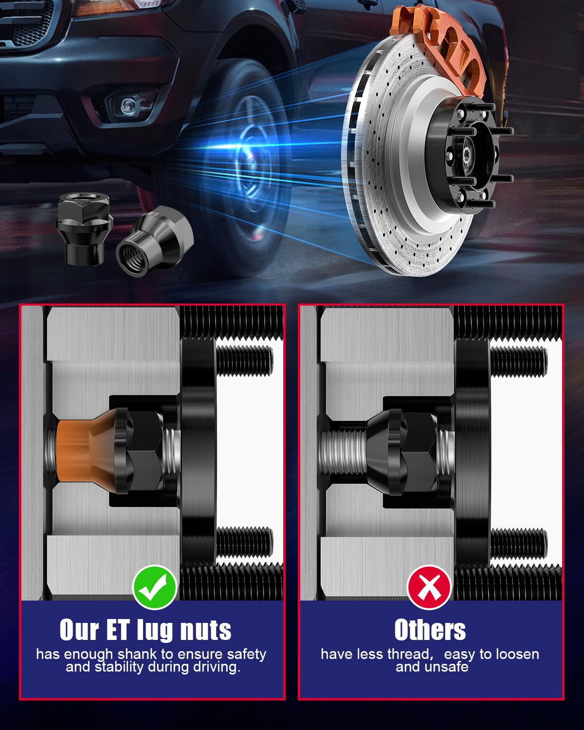 6X5.5 Hubcentric Wheel Spacers For 1995-2023 Tacoma 1989-2023 4Runner With Et Lug Nuts, 1.5 Inch 6X139.7 Forged Spacer With 12X1