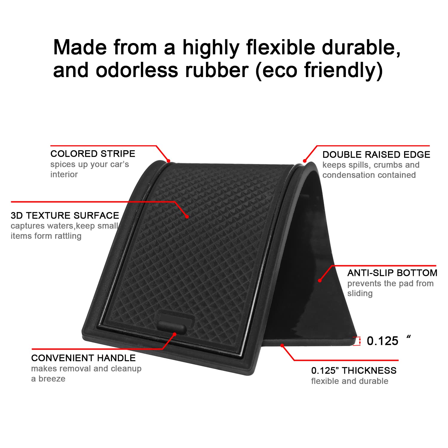 Mochent Cup Holder Insert For Subaru Crosstrek 2023 2022 2021 2020 2019 2018 And For Subaru Impreza 2017-2023 Center Console Mat Non-Slip Door Pocket Liners Interior Accessories (Black)