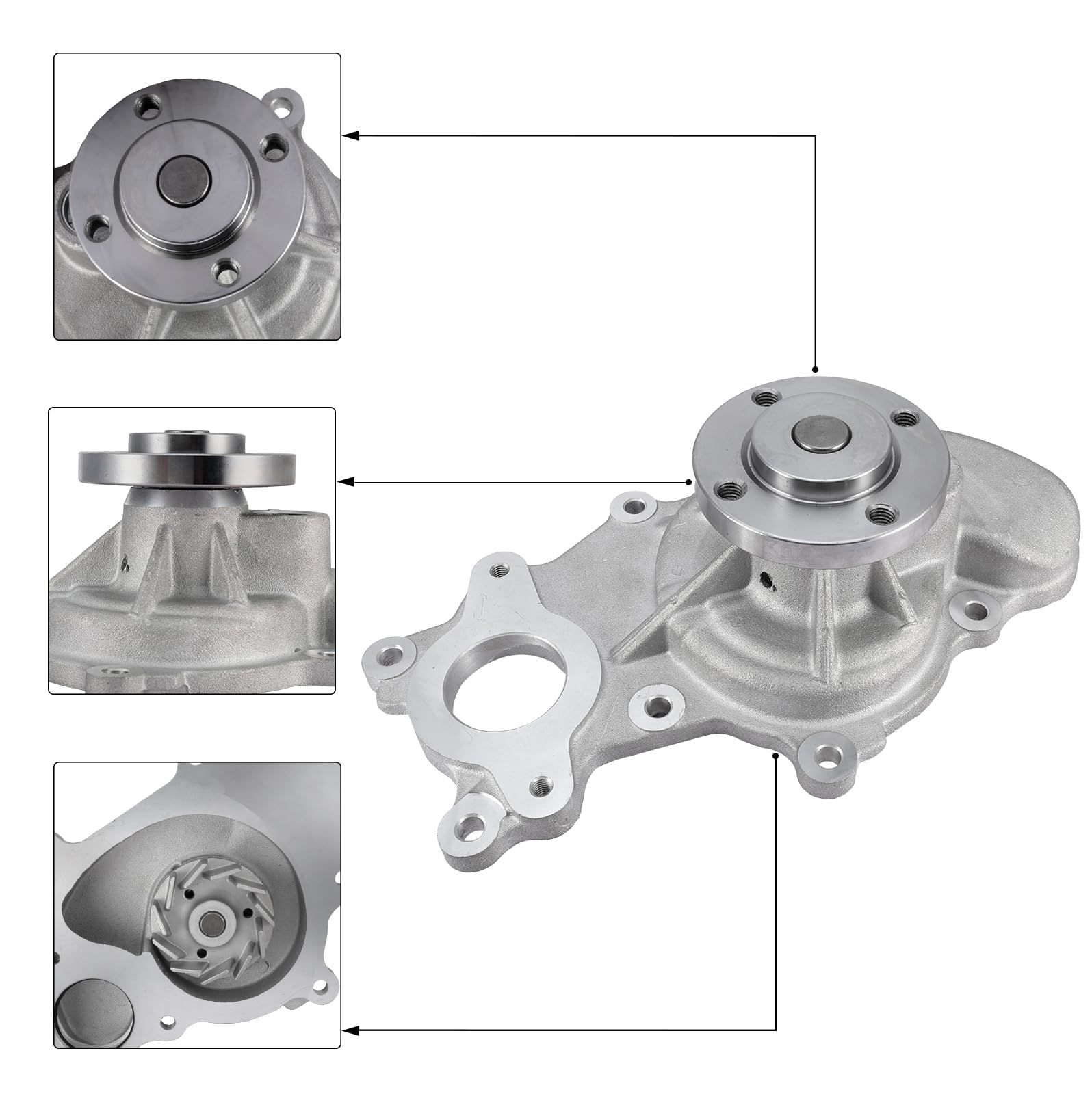 AULINK AW6691 Water Pump (4 Bolt pulley flange 3.5L 3.7L) For Ford F150 2011-2016,Expedition 2015-2017,Lobo 2015-2018,Transit-15