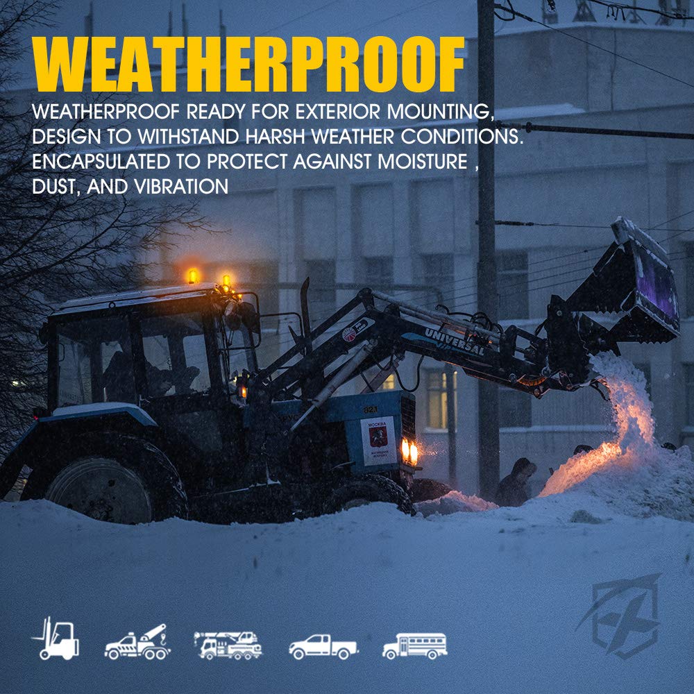 Xprite Amber Led Forklift Beacon Light Safety Warning Strobe Flashing Lights With Cigarette Lighter, For Mower, Atv, Trucks, Tractor, Golf Carts, Utv, Cars, Bus-2Pcs