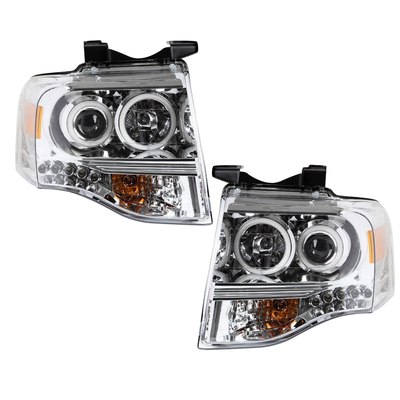 Trq Headlight Assembly Set Headlights Driver & Passenger Side Halogen Compatible With 2007-2014 Ford Expedition Fo2502226 Fo2502