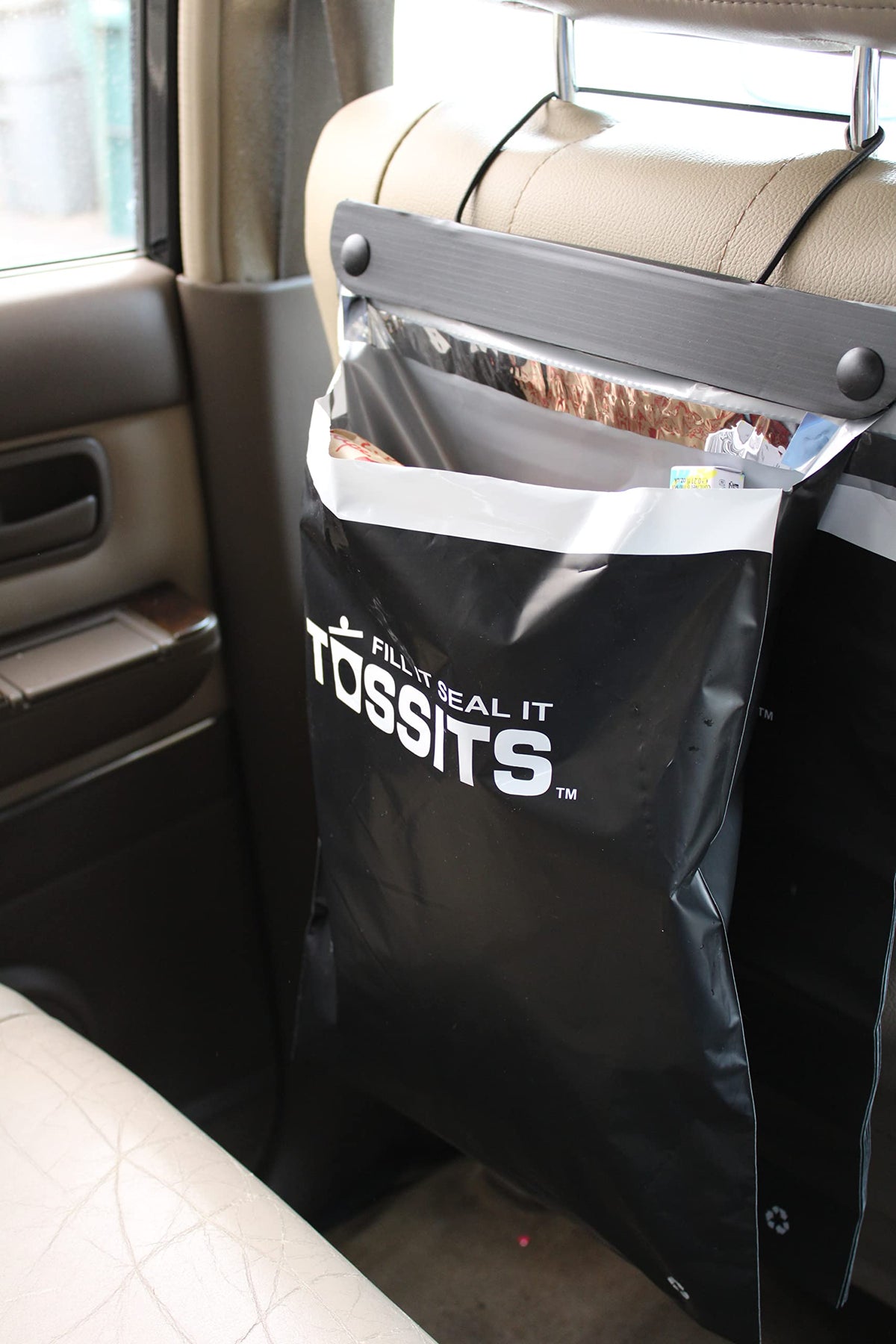 Tossits Disposable Car Trash Bag Hanging (Black, Set Of 21) - Leak-Proof, Smell-Proof Automobile Trash Container, Eco-Friendly,