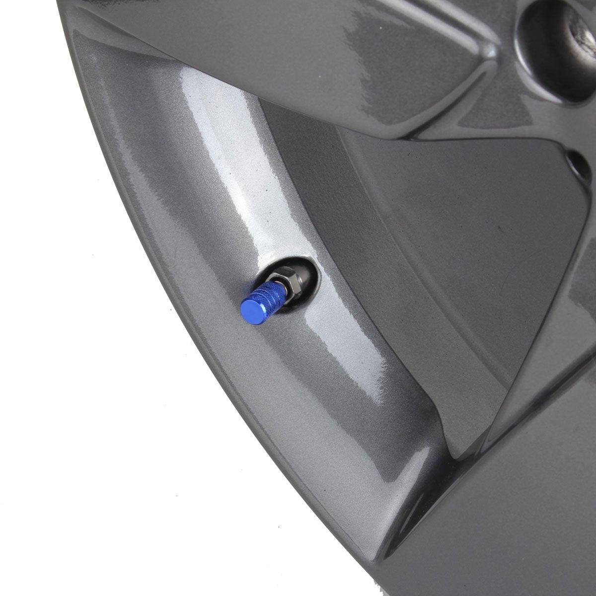 Tomall Round Tire Valve Stem Caps Chrome Blue For Car Wheel Dust Caps