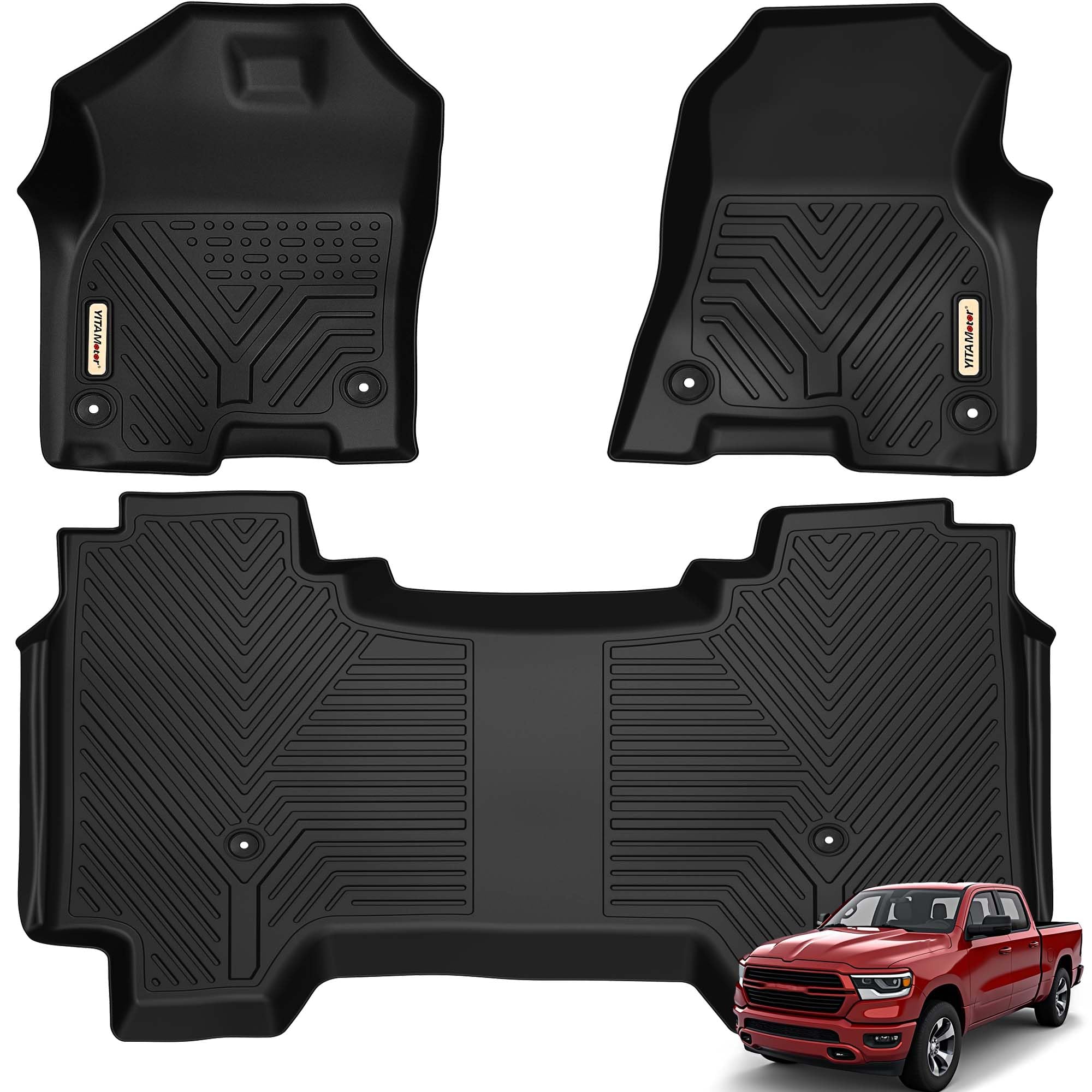 Yitamotor Floor Mats Compatible With 2019-2024 Dodge Ram 1500 Crew Cab (New Body), With 1St Row Bucket Seats, No Rear Under Seat