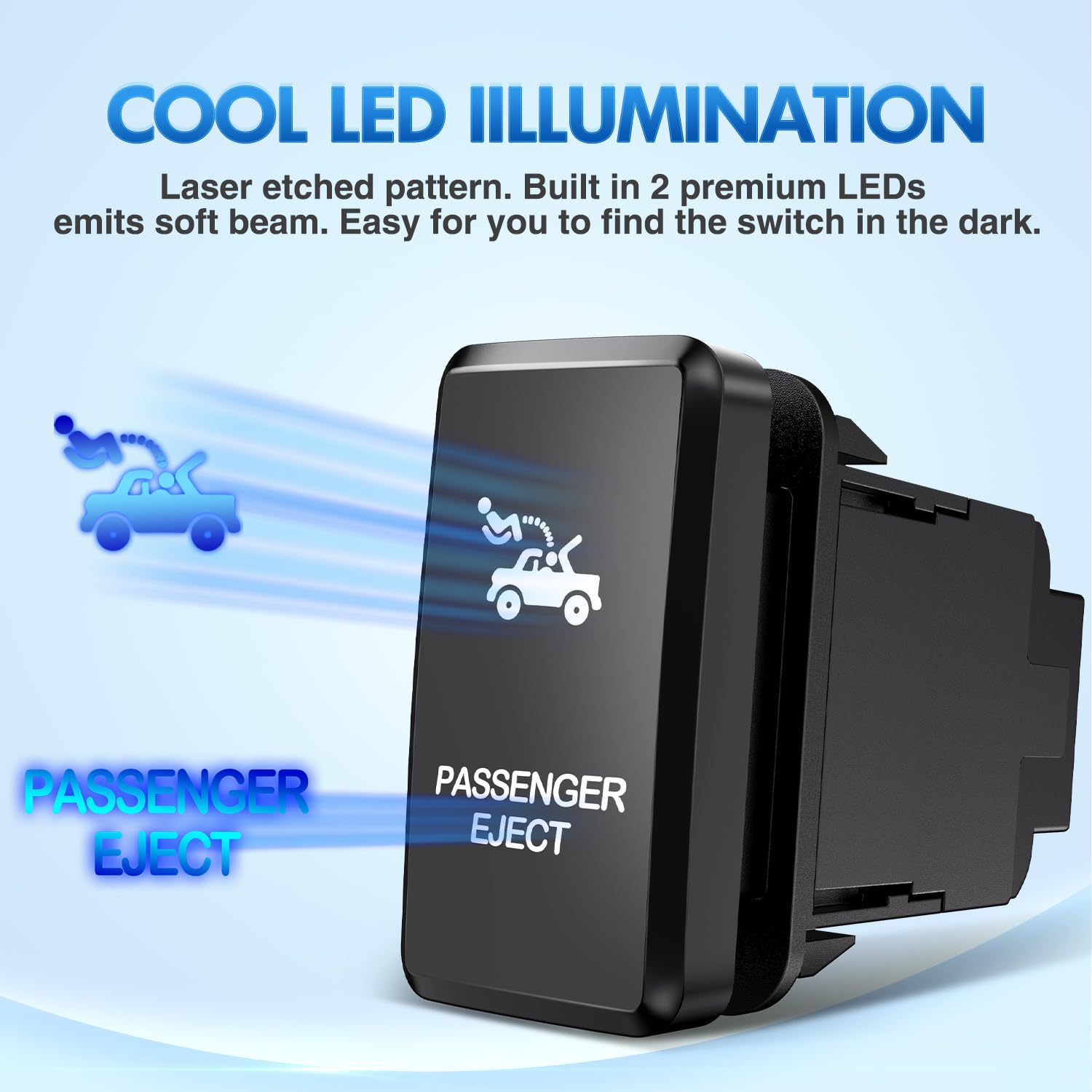 Nilight Passenger Eject Push Button Switch 12V On Off Switches With Connector Wire Kit 1.54'' X 0.83'' Replacement For Toyota Fj