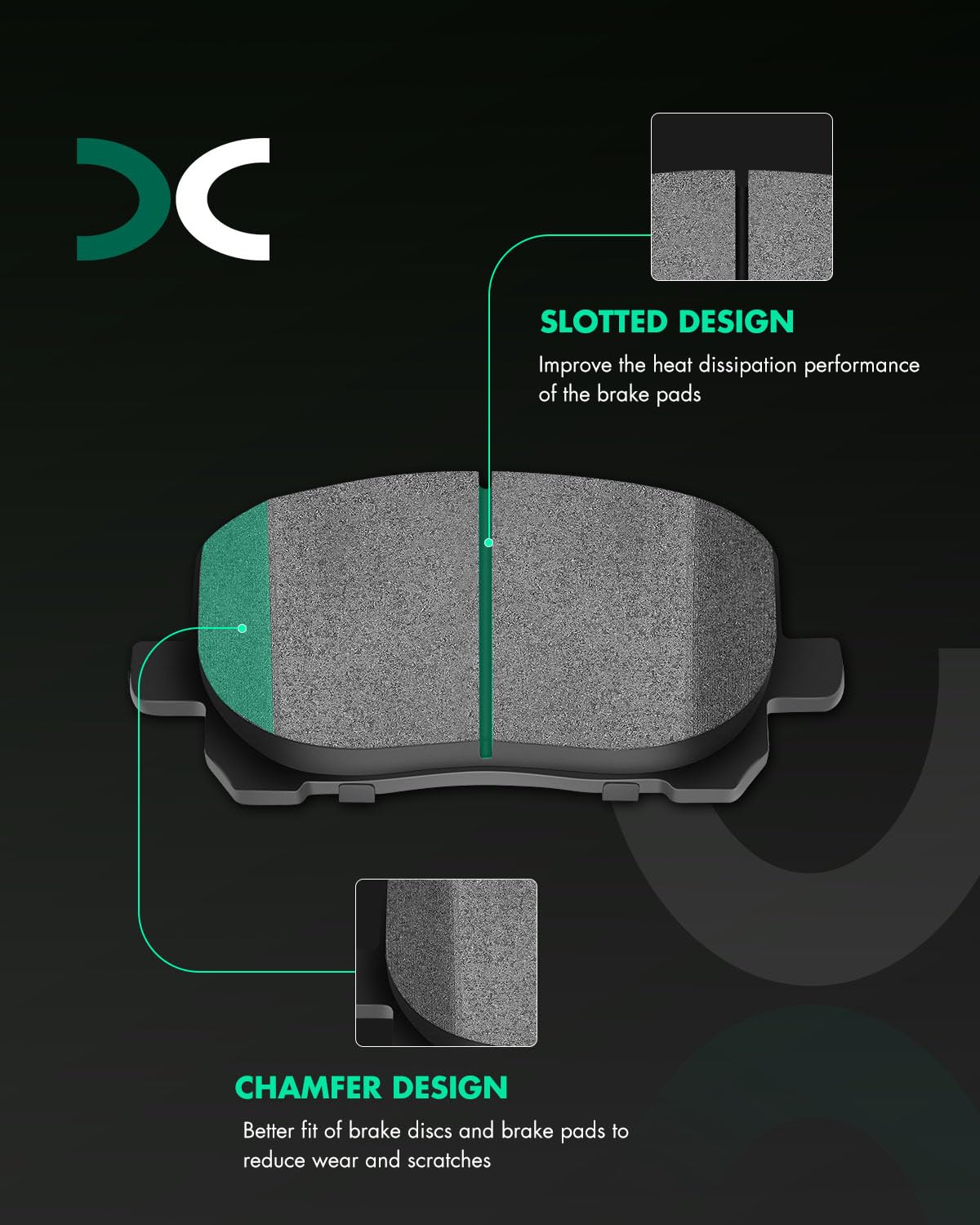 Scitoo D923 Front Semi-Metal Brake Pads Sets - Fit For Pontiac Vibe & Toyota Corolla (2003-2008), Toyota Matrix (2003-2008)