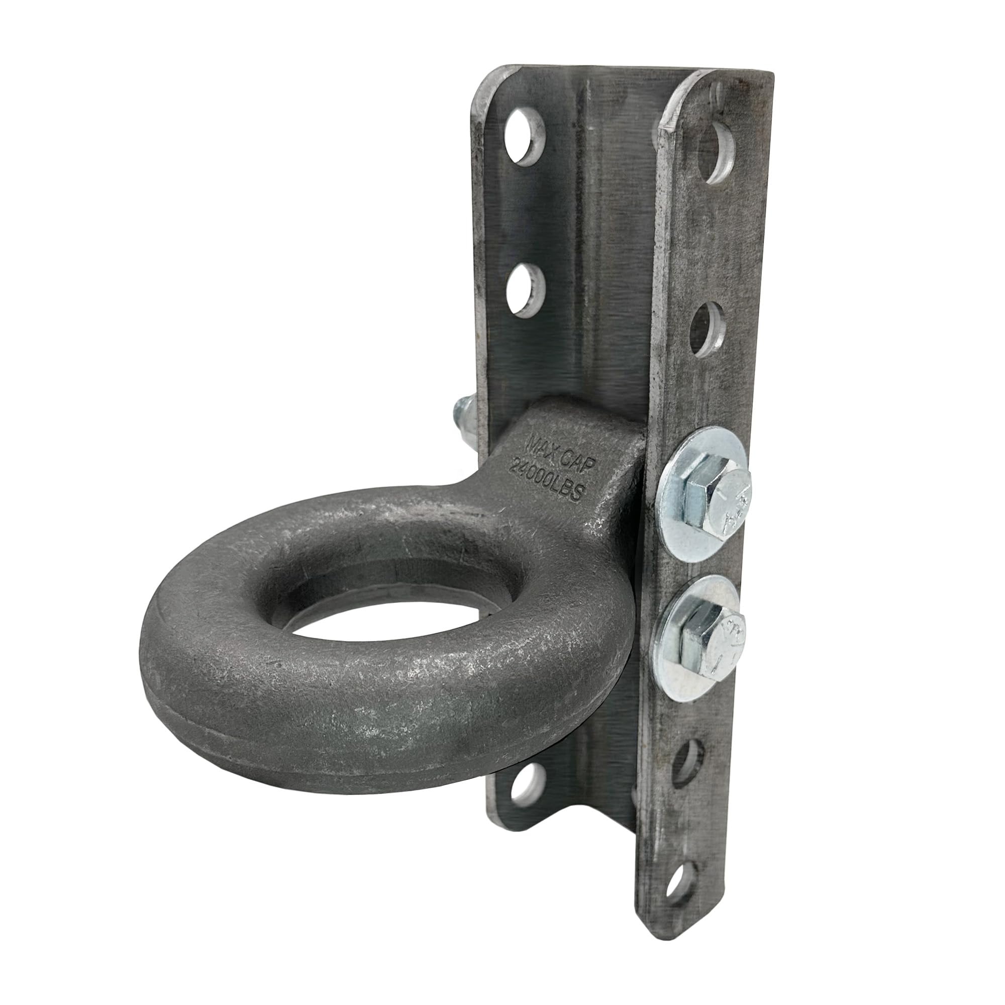 A.A Adjustable C Channel Bracket & 3 Lunette Ring for Trailer Coupler, Raw Steel - 6 Hole 5-Position, 24,000 pound Ring