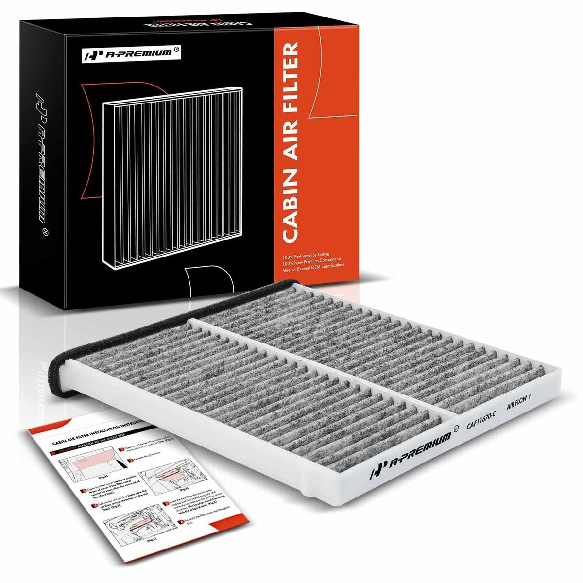 A-Premium Cabin Air Filter With Activated Carbon Compatible With Mazda Vehicles - 3 2014-2018, 6 2014-2021, Cx-5 2013-2022