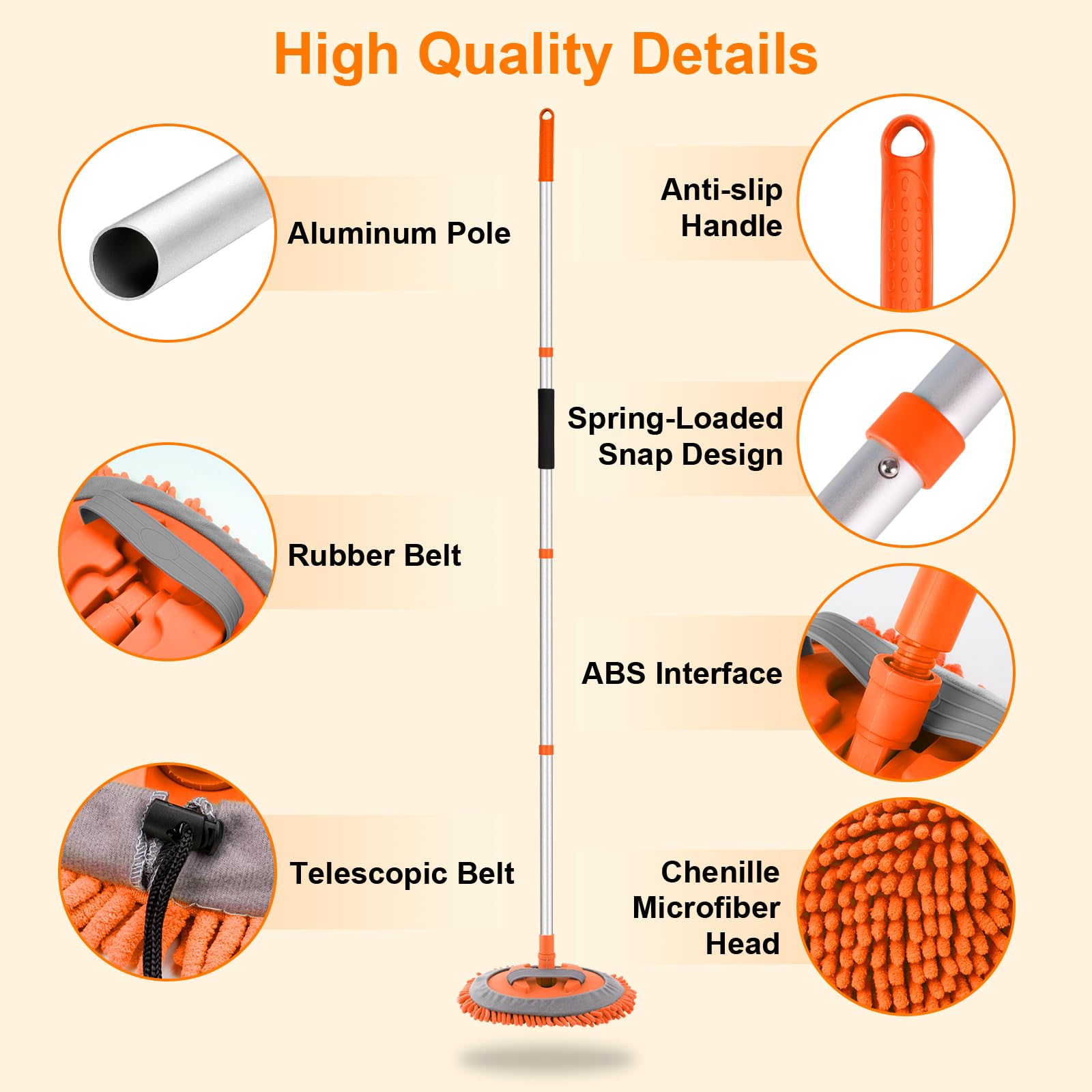 Ordenado 62 '' Car Wash Brush Kit Mitt Mop Sponge With Long Handle Chenille Microfiber Car Cleaning Brush Kit Supplies Car Washi