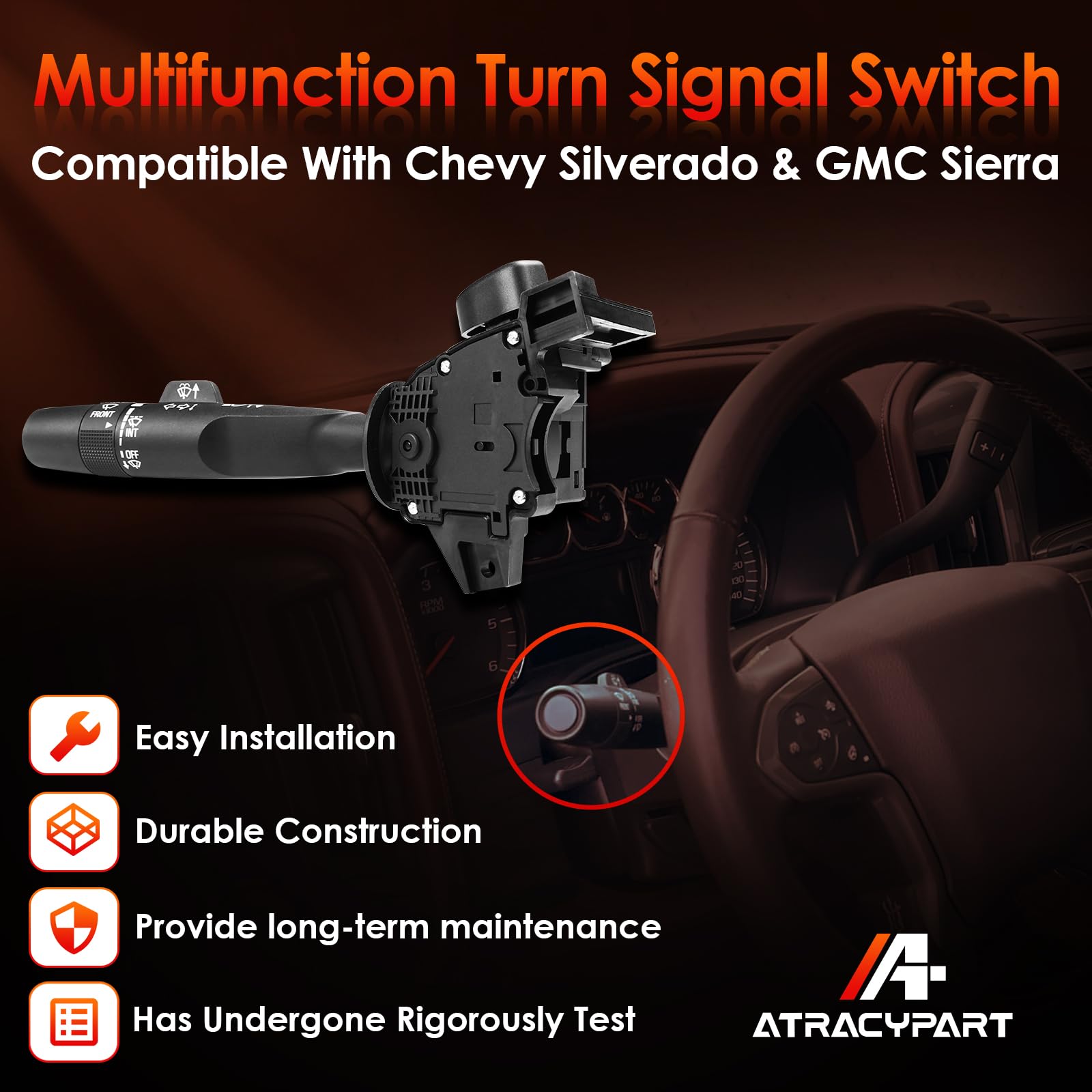 Multifunction Turn Signal Switch Headlight Dimmer Control | Replacement For 2014-2021 Chevy Silverado & Gmc Sierra 1500/2500/350