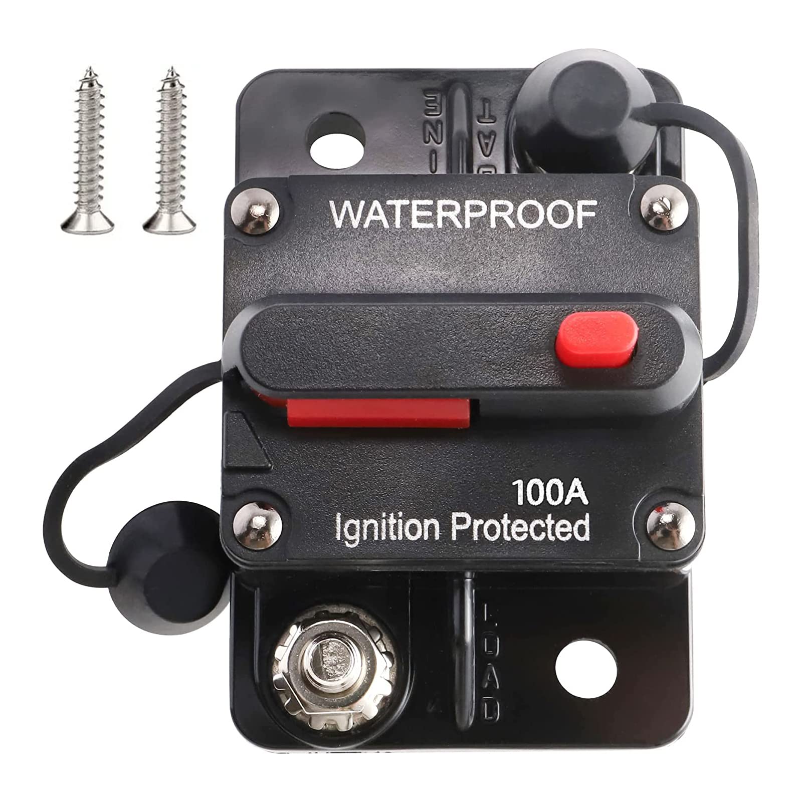 Red Wolf Waterproof 100Amp Circuit Breaker For Boat Trolling Motor Marine Atv Vehicles Stereo Audio Electronic Battery System Inline Fuse With Manual Reset Switch