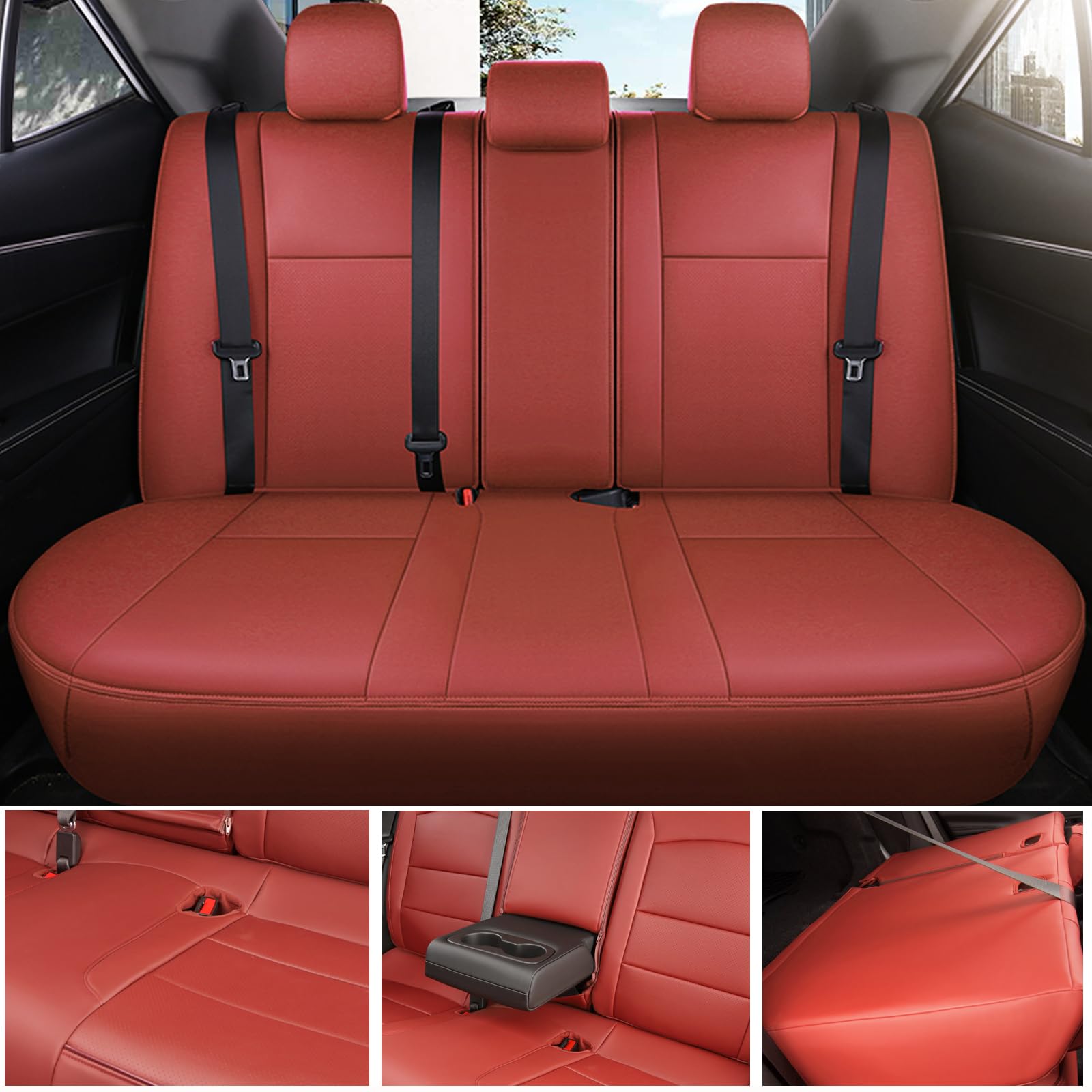 HKZ Custom Fit Leather Seat Covers for Toyota Camry Hybrid 2012 2013 2014 2015 2016 2017 Hybrid Model Only - 5-Seats Full Set,Bu
