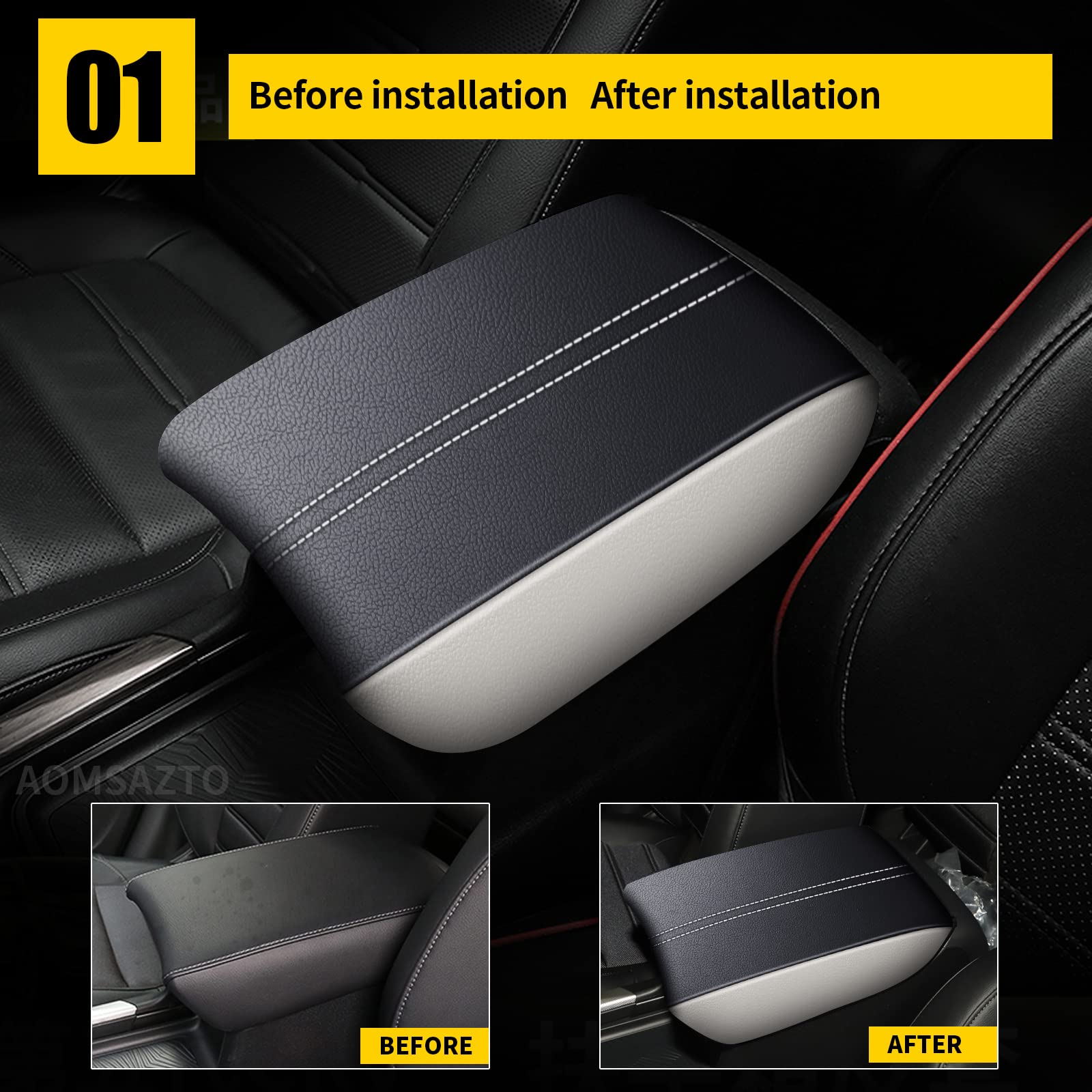 Aomsazto Armrest For Honda Crv 2017-2022 Black With White