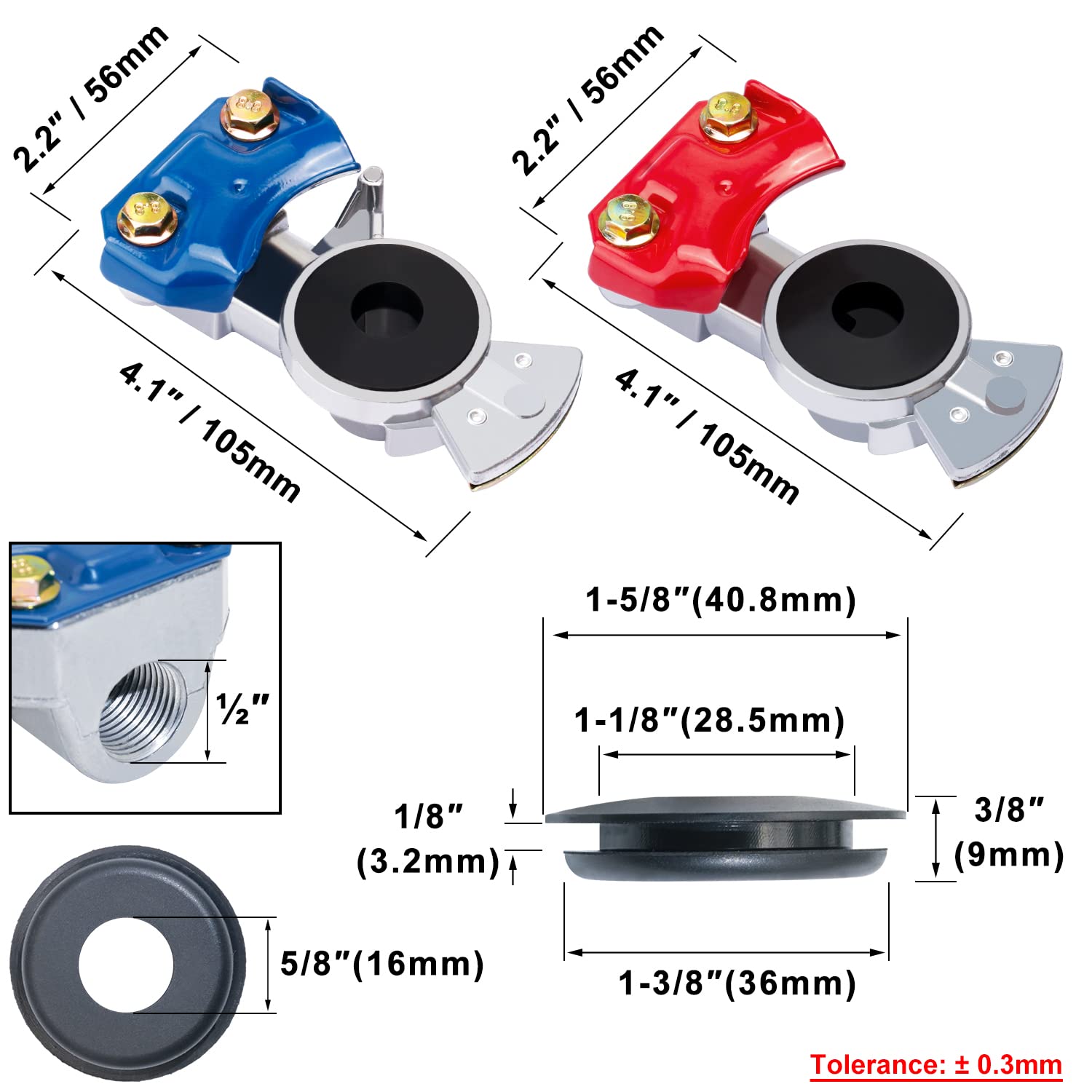 Cheemuii Glad Hands Set 20Pcs Glad Hand Seals Universal Gladhand Aluminum Emergency Air Hose Brake Coupling Service Handshake Se
