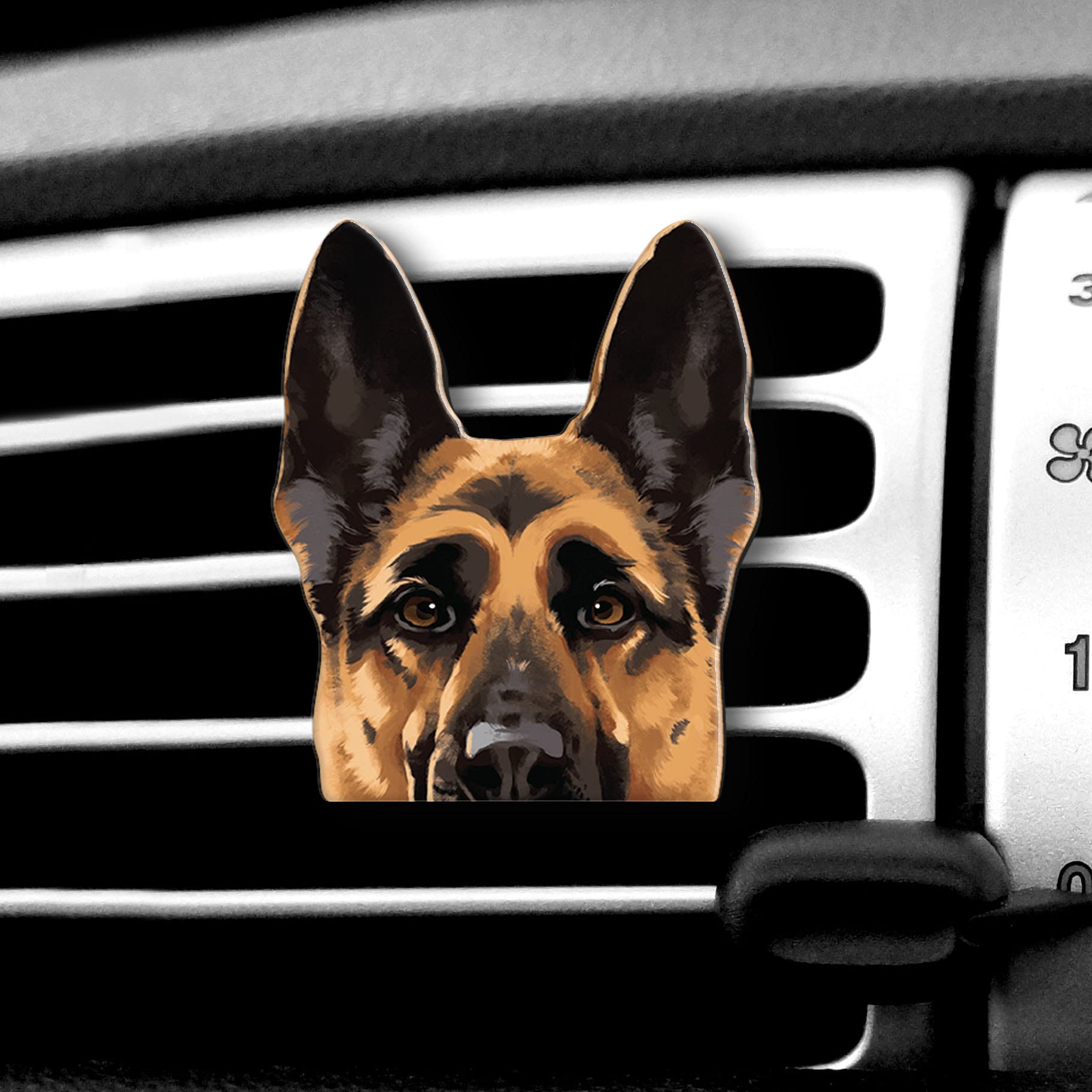 WIRESTER Fresh Scented Car Air Freshener Vent Clip, Decorative Accessories, Interior Decoration for Cars - Black Tan German Shep